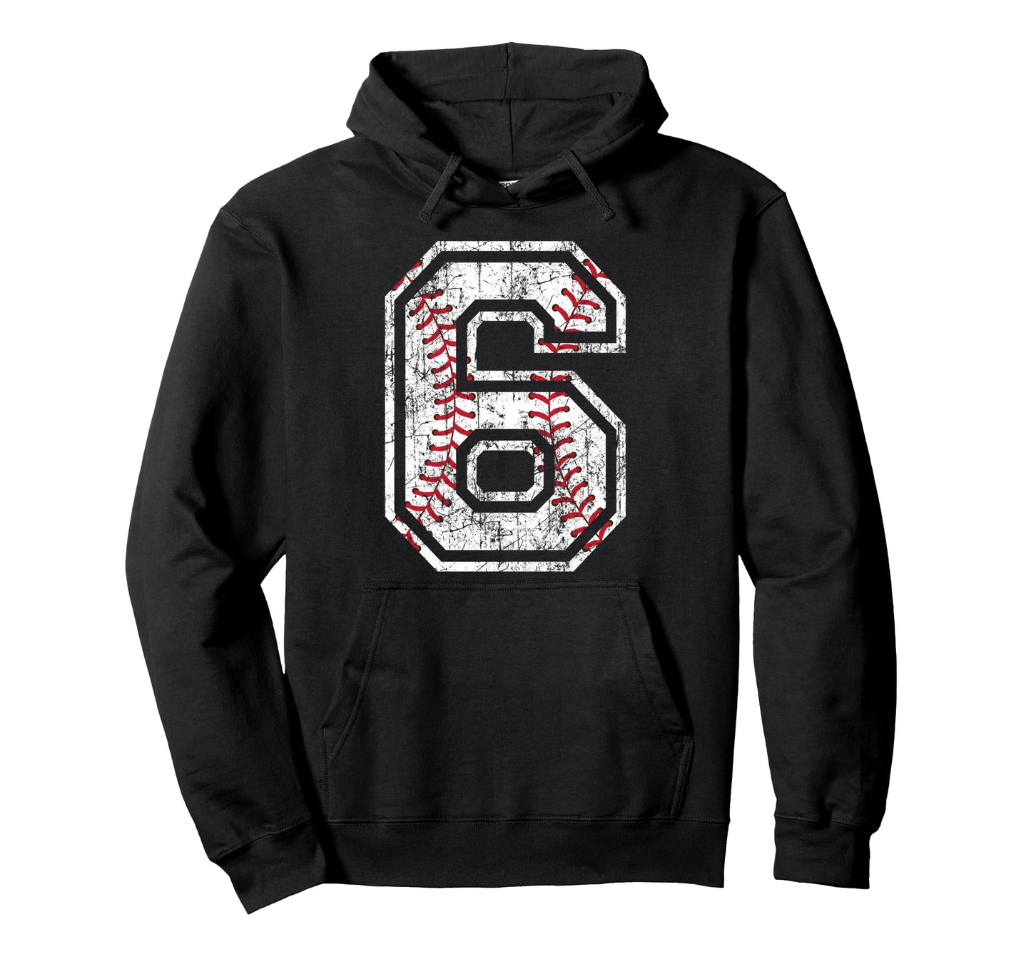 Baseball Jersey Number 6 Distressed Hoodie - Custom Art Print Men Women - T-Shirt, Sweatshirt, Hoodie