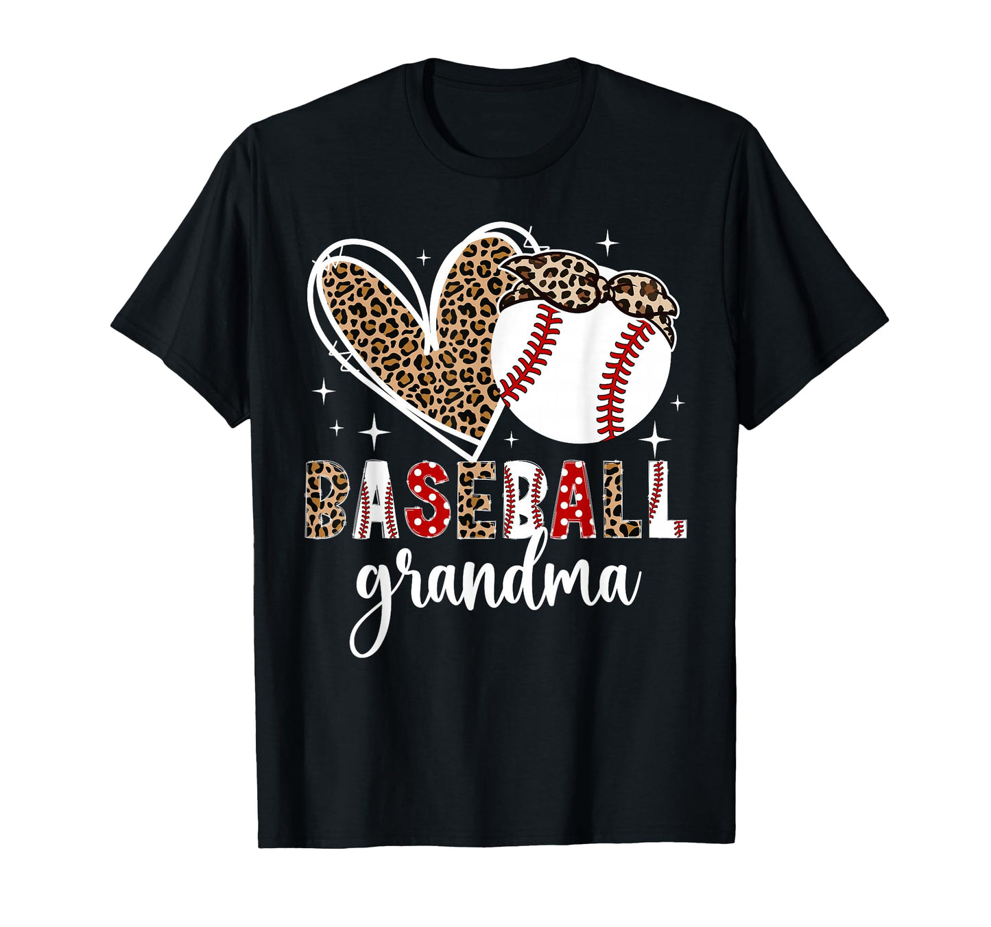 Baseball Grandma Leopard Baseball Player T-Shirt - Unique Graphic Unisex - T-Shirt, Sweatshirt, Hoodie
