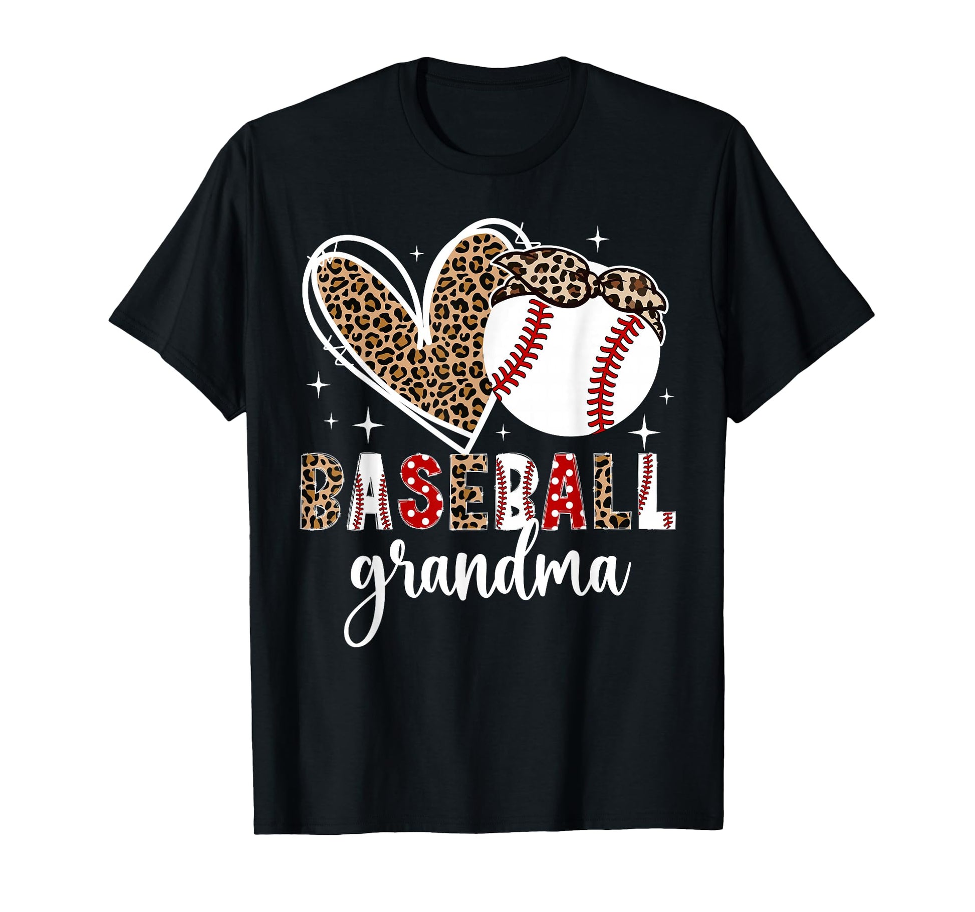 Baseball Grandma Leopard Baseball Player T-Shirt - Unique Graphic Unisex - T-Shirt, Sweatshirt, Hoodie