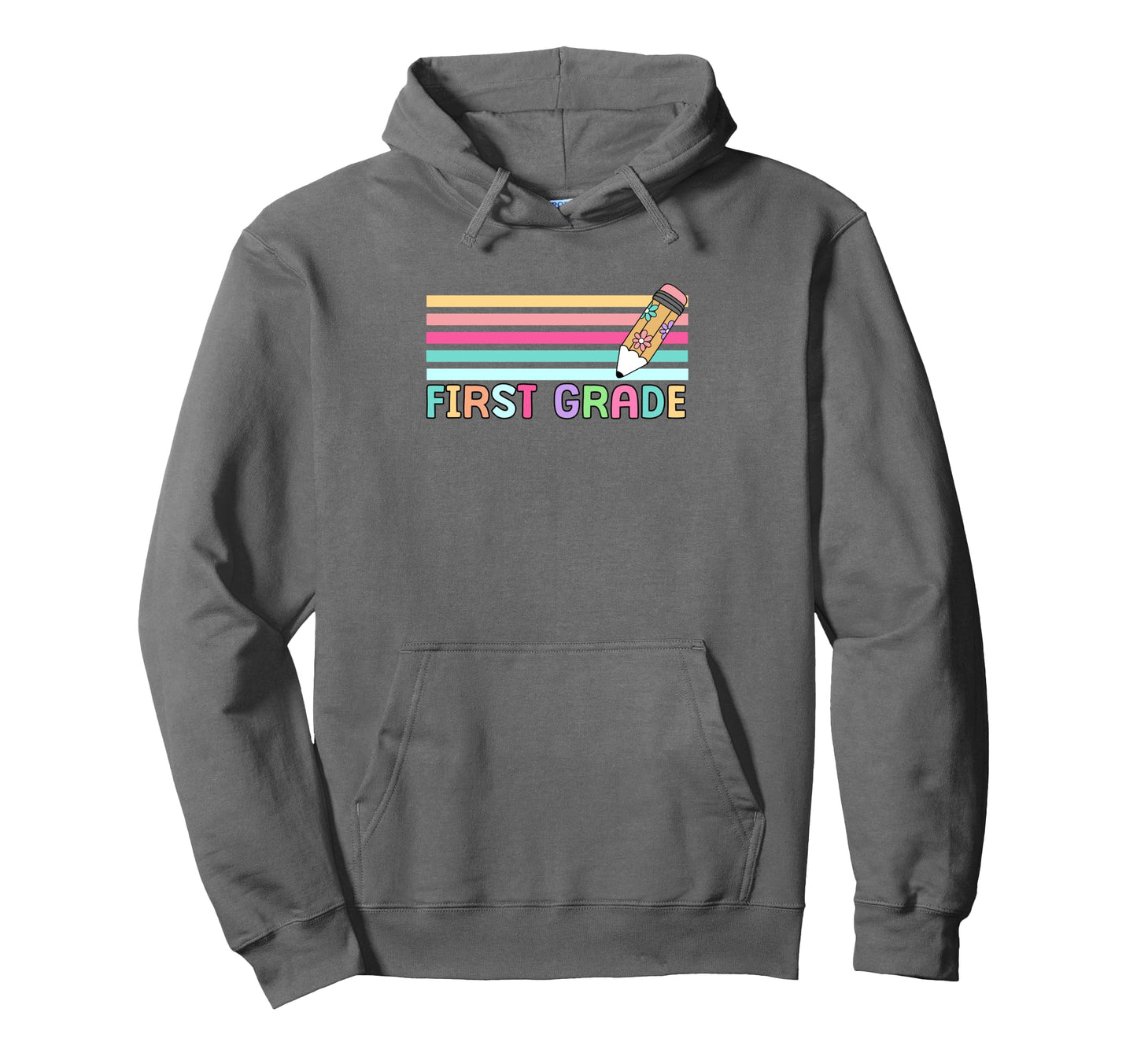 First Grade Stripes Pencil Art Hoodie - Streetwear Style Men Women - T-Shirt, Sweatshirt, Hoodie