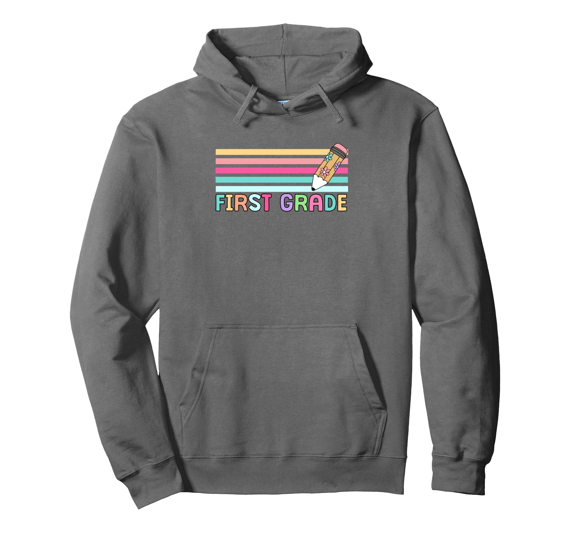 First Grade Stripes Pencil Art Hoodie - Streetwear Style Men Women - T-Shirt, Sweatshirt, Hoodie