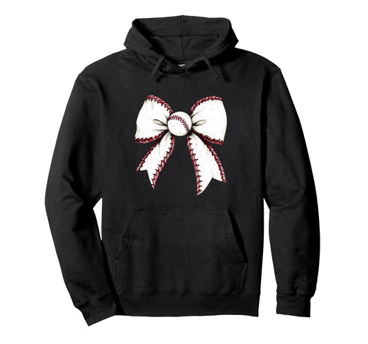 Baseball Coquette Bow Baseball Mom Hoodie - Custom Art Print for Adults - T-Shirt, Sweatshirt, Hoodie