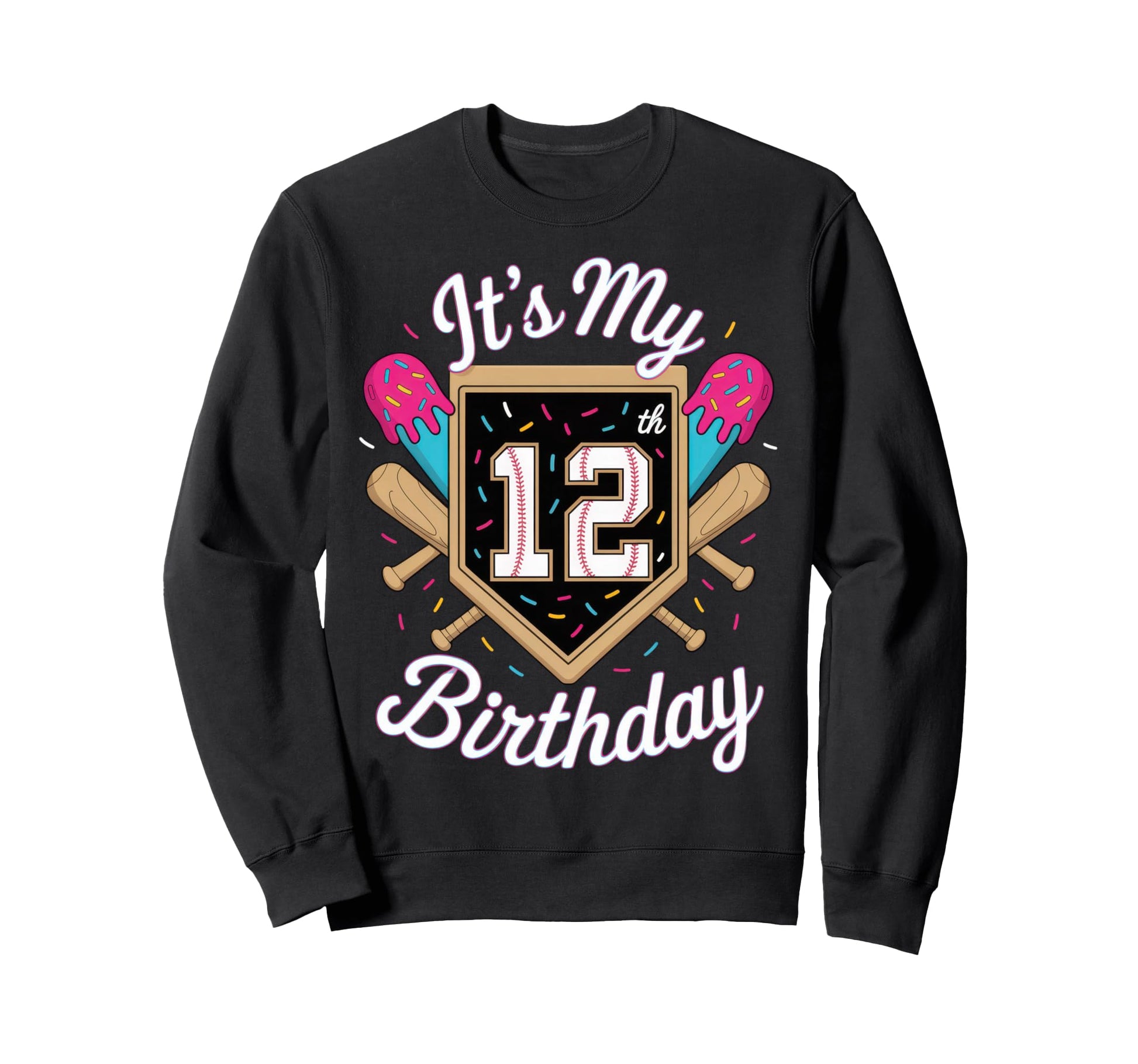 Its My 12Th Birthday Baseball Fan Sweatshirt - Custom Art Print Men Women - T-Shirt, Sweatshirt, Hoodie