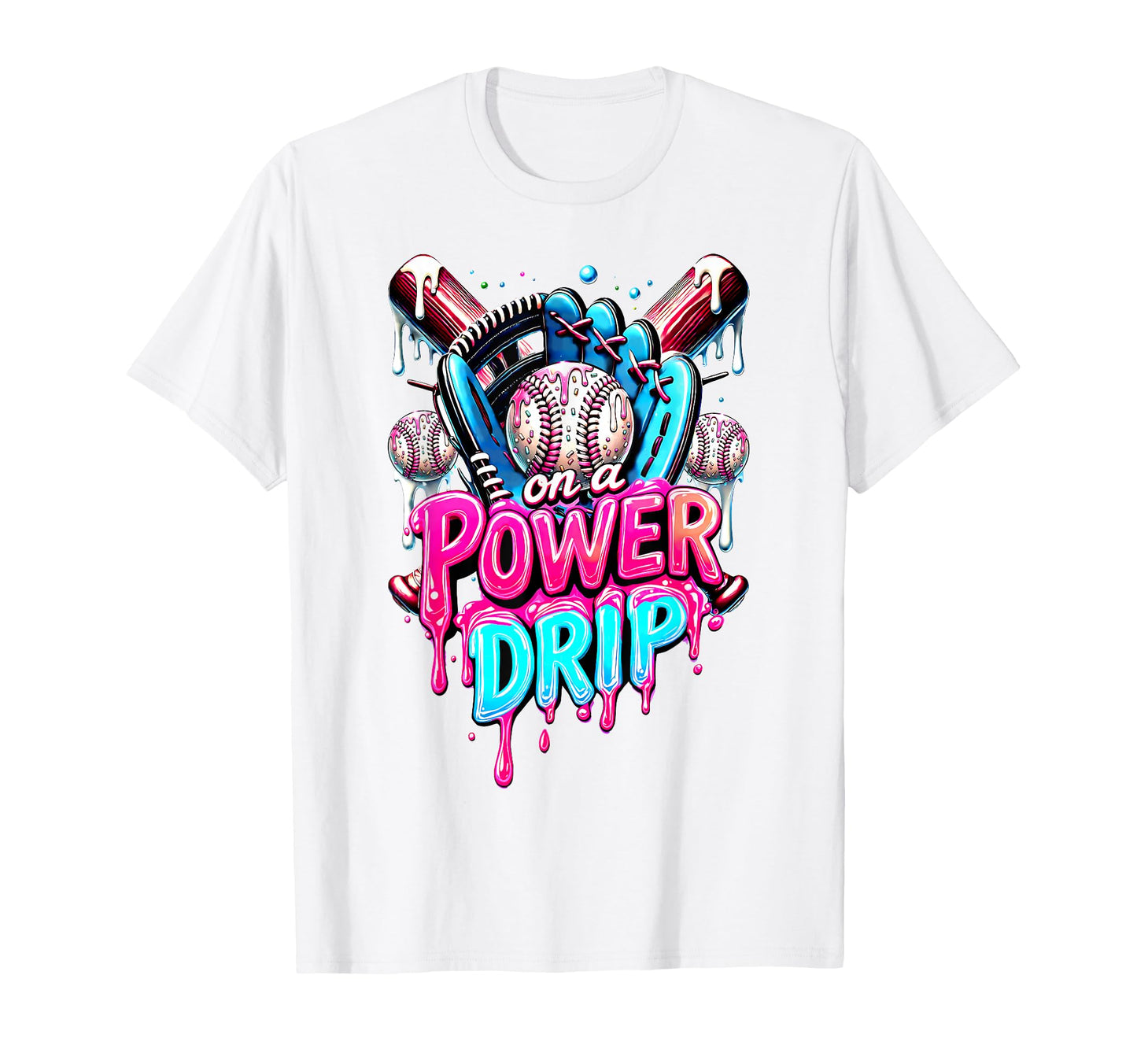 Power Drip Baseball Ice Cream T-Shirt - Casual Everyday Wear for Adults - T-Shirt, Sweatshirt, Hoodie