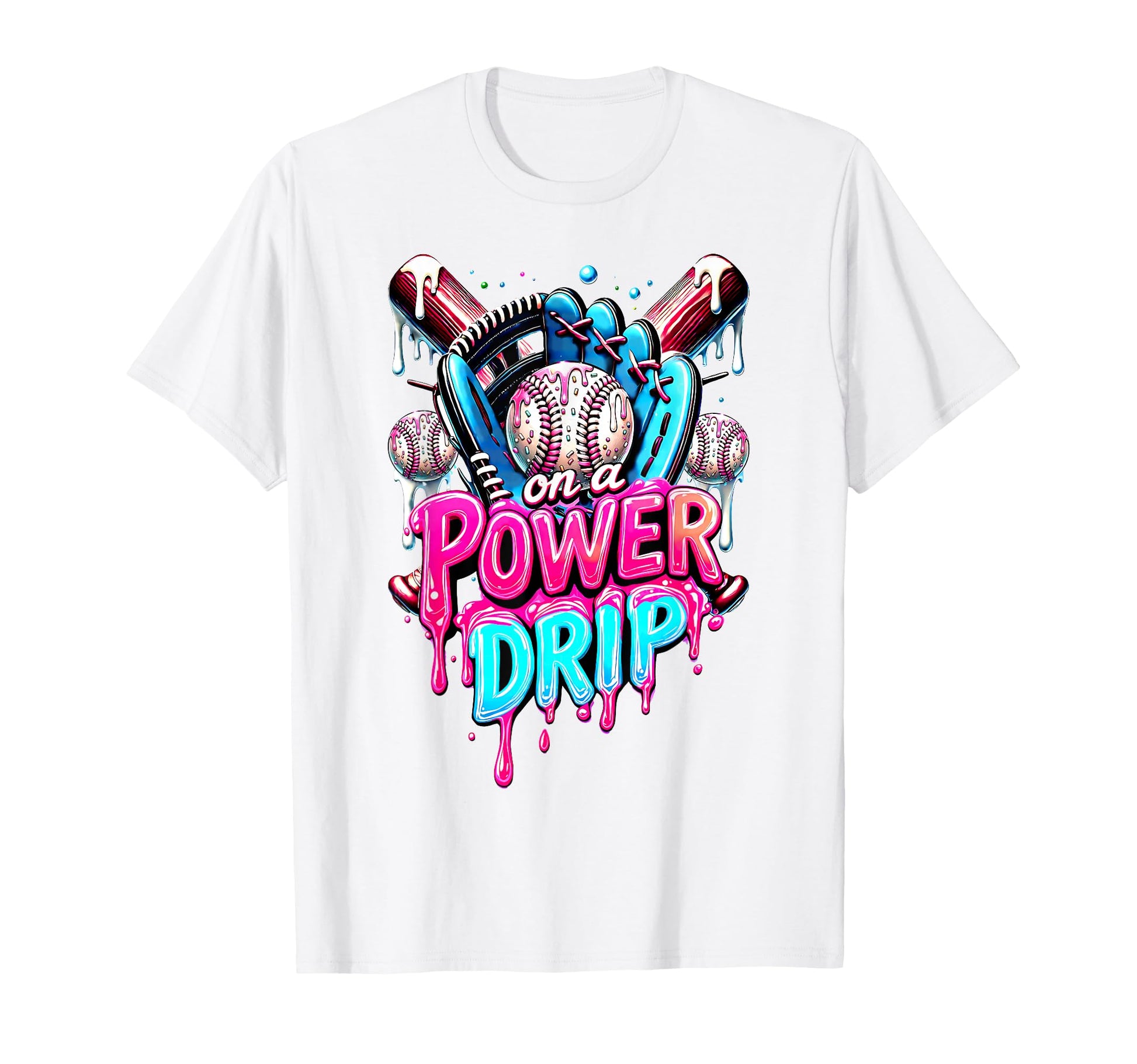 Power Drip Baseball Ice Cream T-Shirt - Casual Everyday Wear for Adults - T-Shirt, Sweatshirt, Hoodie