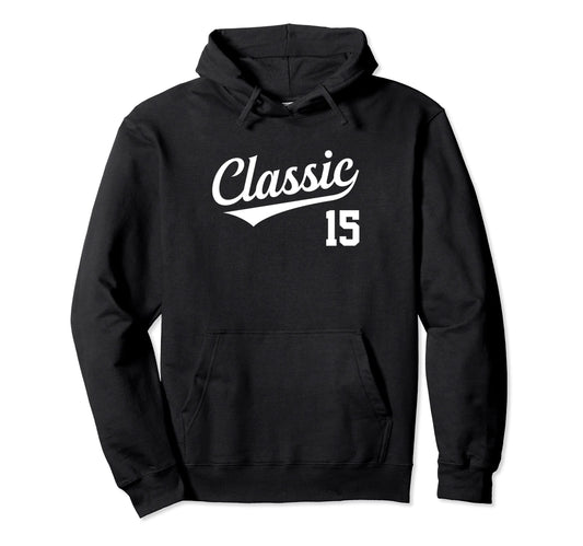 Baseball Jersey Birthday Age 15 Hoodie - Graphic Print for Adults - T-Shirt, Sweatshirt, Hoodie
