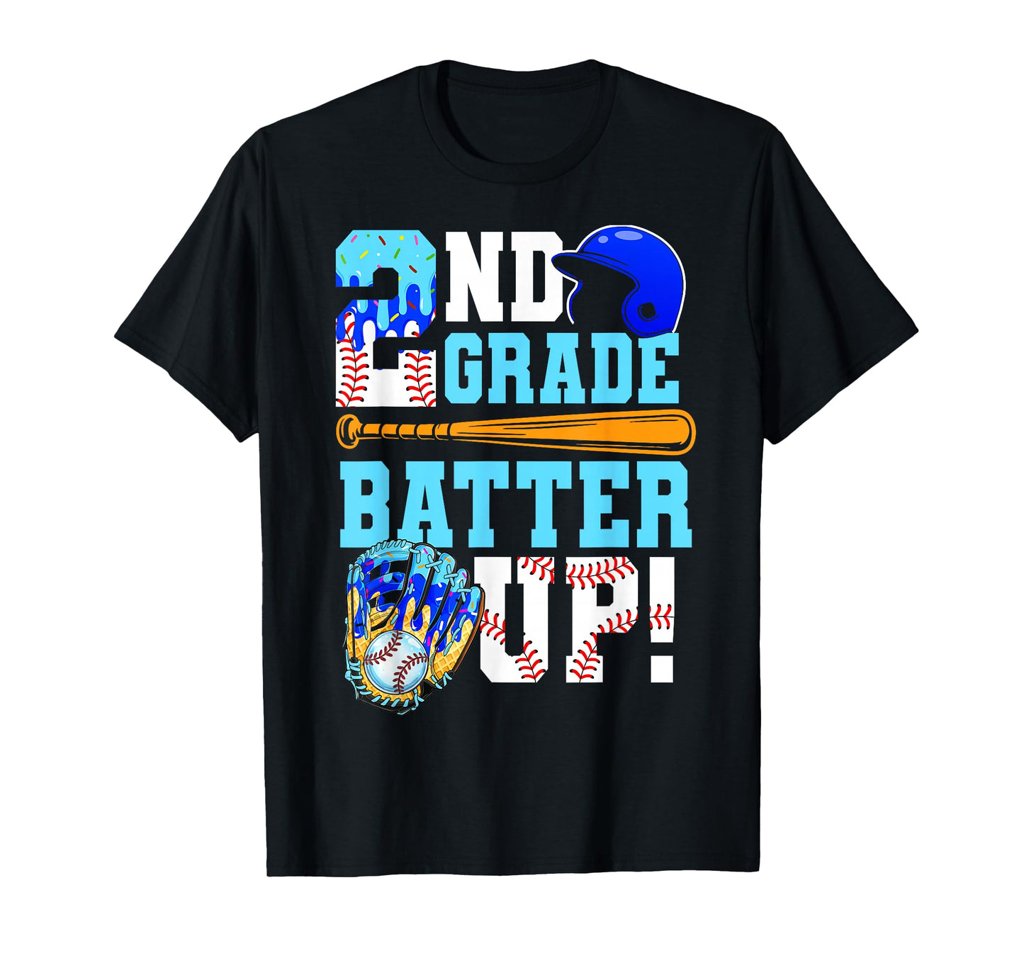 2Nd Grade Back To School Baseball Drip T-Shirt - Custom Art Print Unisex - T-Shirt, Sweatshirt, Hoodie