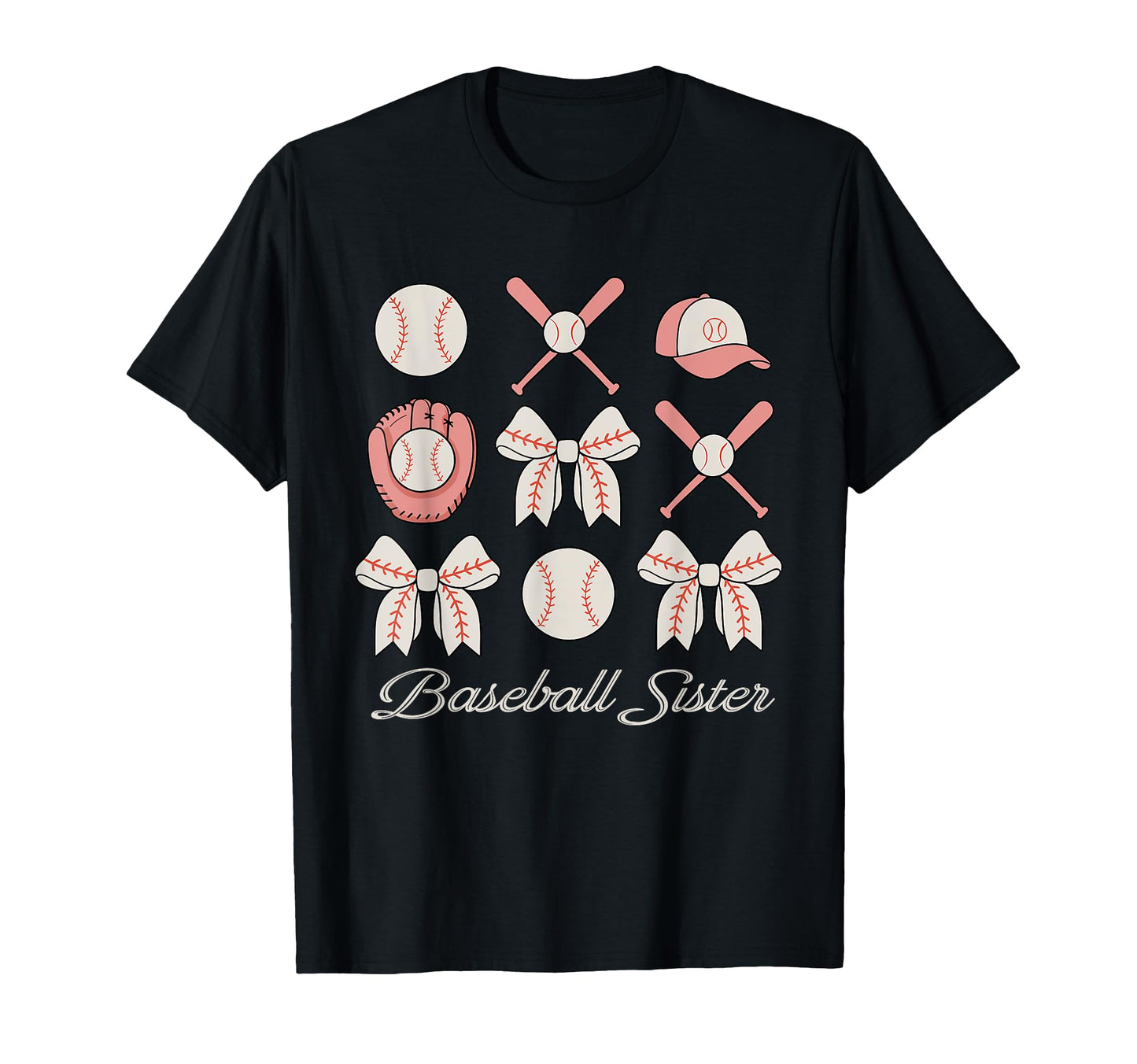 Baseball Sister Coquette Bow T-Shirt - Casual Everyday Wear for Adults - T-Shirt, Sweatshirt, Hoodie