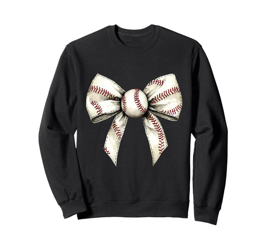 Baseball Coquette Bow Baseball Mom Sweatshirt - Graphic Print Men Women - T-Shirt, Sweatshirt, Hoodie