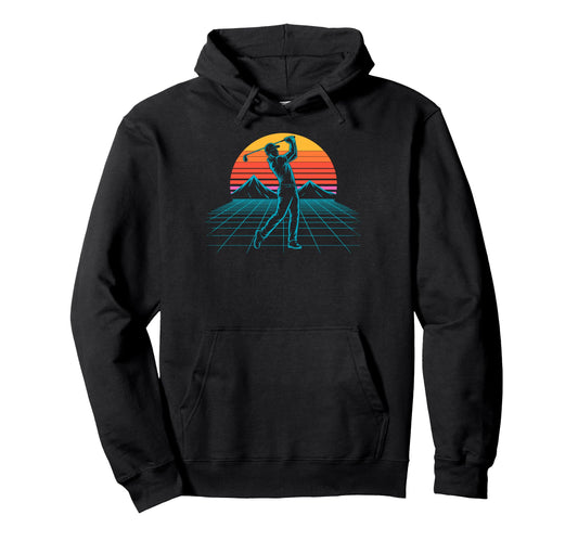 80S Synthwave Futuristic Golf Vibes Golfer Hoodie - Unique Graphic Unisex - T-Shirt, Sweatshirt, Hoodie