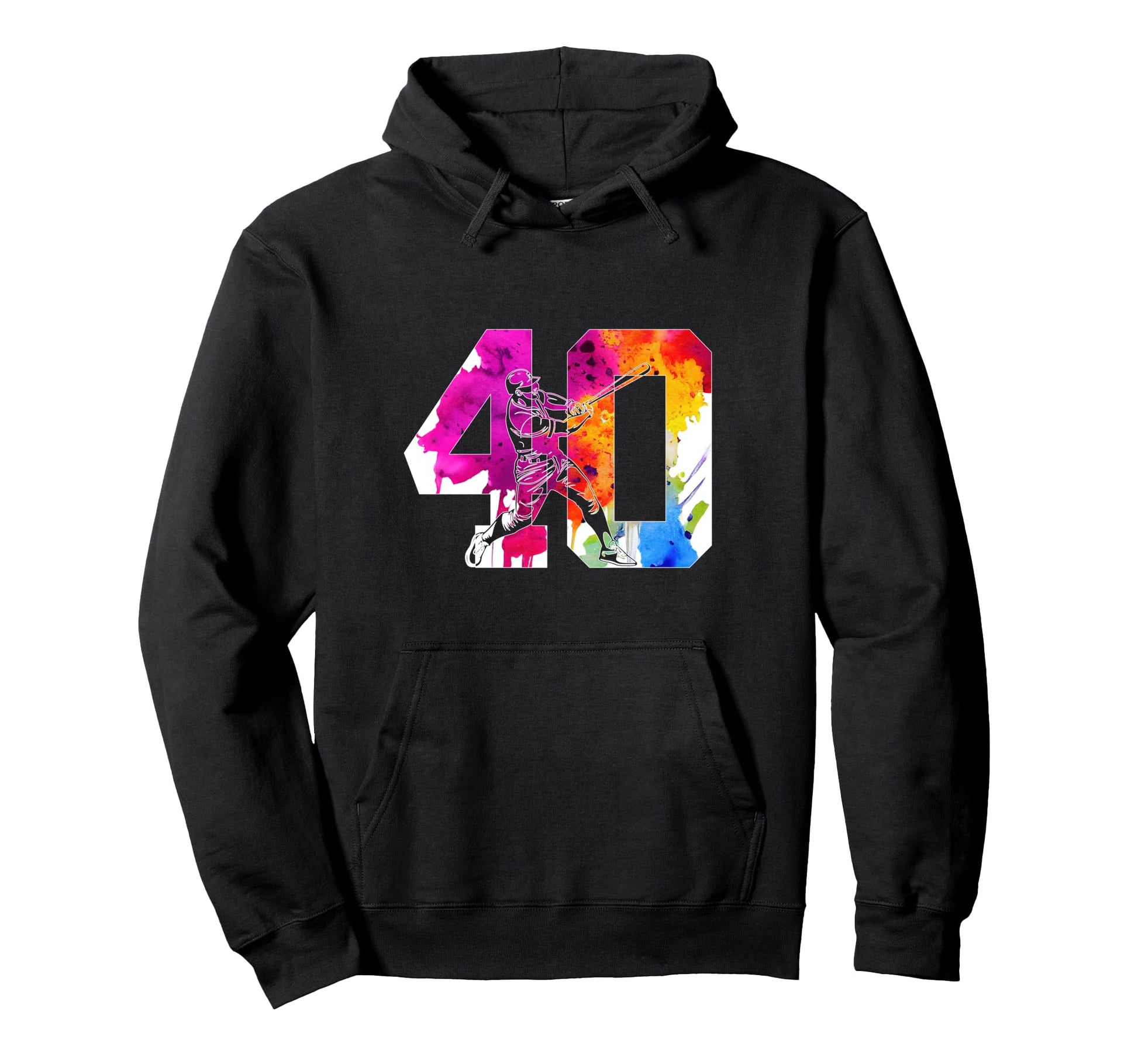 Number 40 Years Baseball 40Th Birthday Hoodie - Unique Graphic for Adults - T-Shirt, Sweatshirt, Hoodie