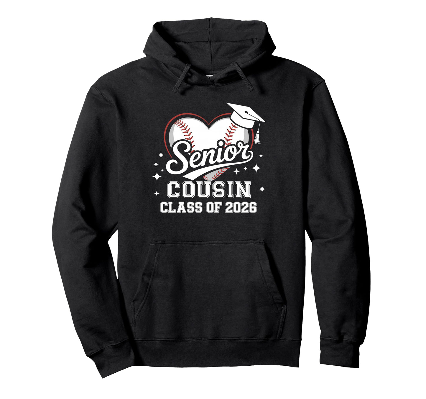 Senior Cousin Class 2026 Baseball Heart Hoodie - Aesthetic Graphic Unisex - T-Shirt, Sweatshirt, Hoodie