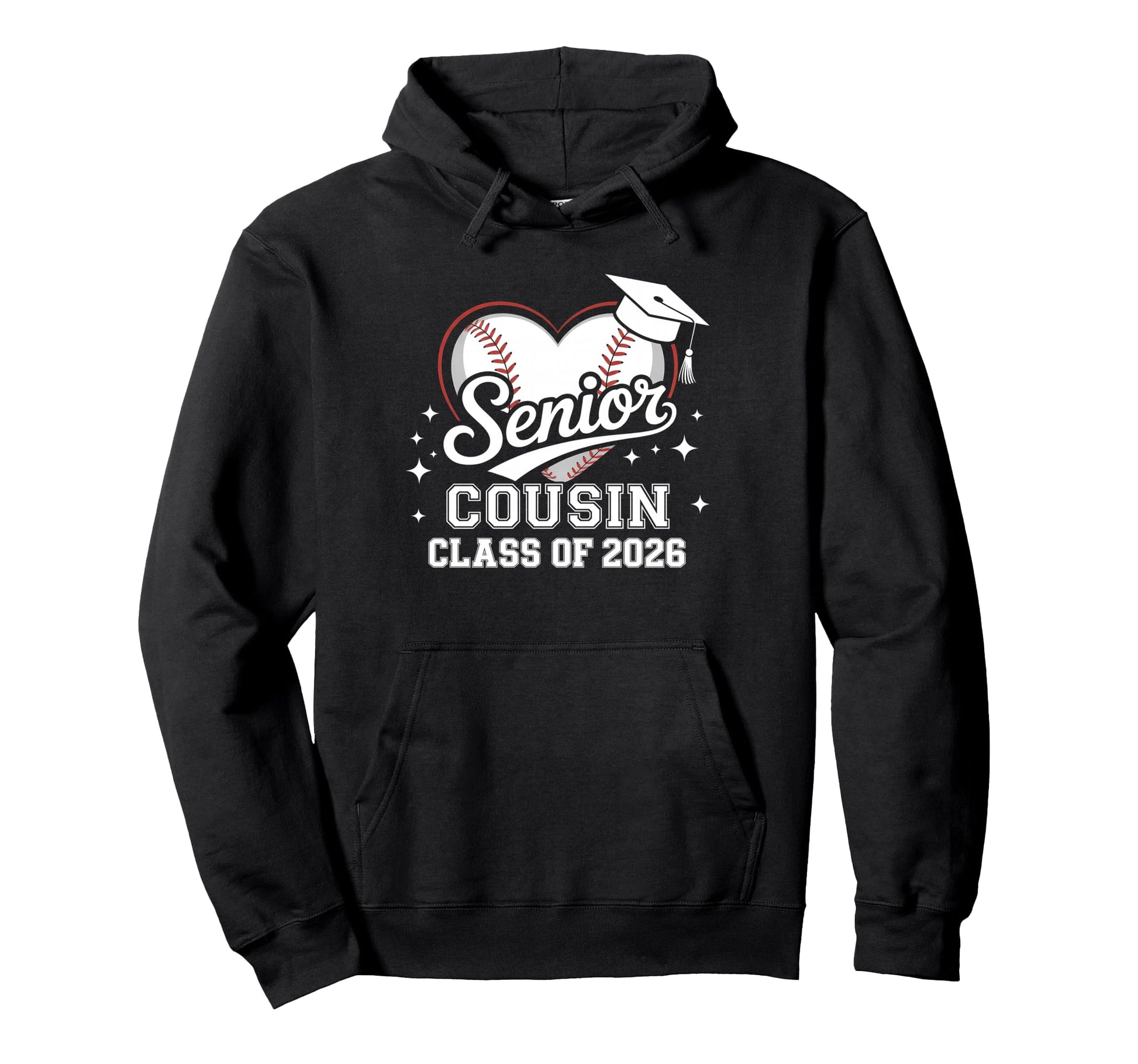 Senior Cousin Class 2026 Baseball Heart Hoodie - Aesthetic Graphic Unisex - T-Shirt, Sweatshirt, Hoodie