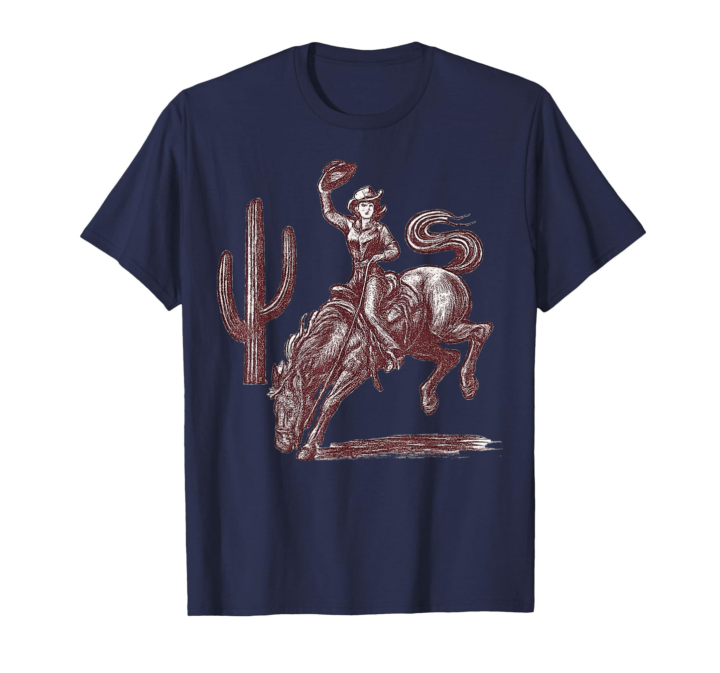 Cowgirl Bucking Bronco Desert Western T-Shirt - Fun Novelty Design Unisex - T-Shirt, Sweatshirt, Hoodie