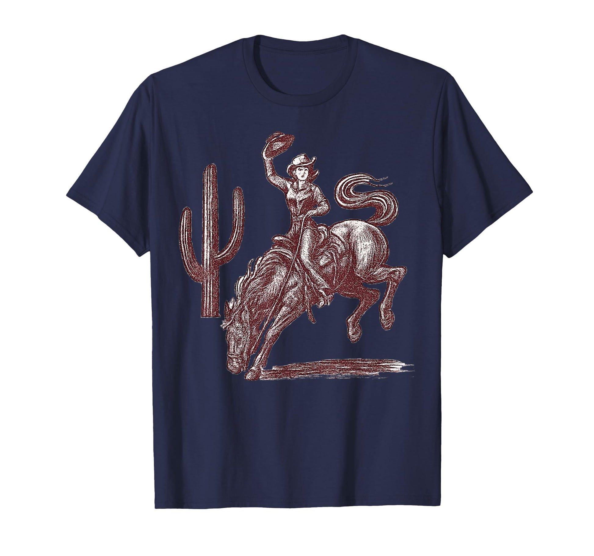 Cowgirl Bucking Bronco Desert Western T-Shirt - Fun Novelty Design Unisex - T-Shirt, Sweatshirt, Hoodie