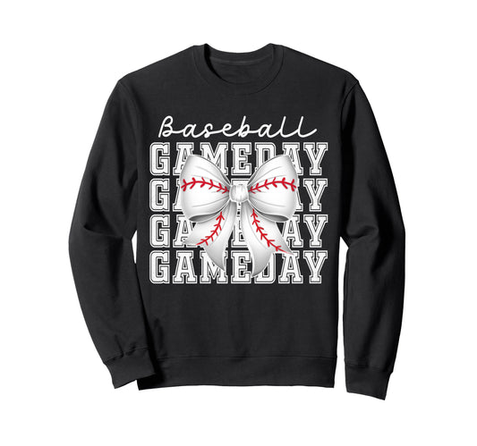 Baseball Game Day Mom Coquette Bow Sweatshirt - Aesthetic Graphic Unisex - T-Shirt, Sweatshirt, Hoodie