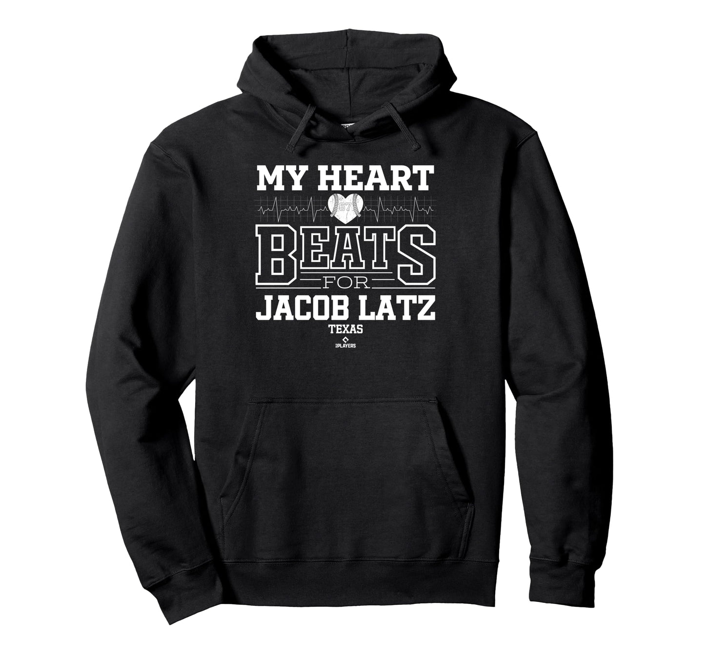 My Heart Beats Jacob Latz Texas Baseball Hoodie - Graphic Print for Adults - T-Shirt, Sweatshirt, Hoodie