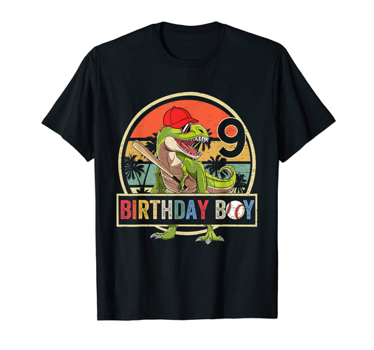 9 Birthday Dinosaur Baseball T-Shirt - Casual Everyday Wear Unisex - T-Shirt, Sweatshirt, Hoodie