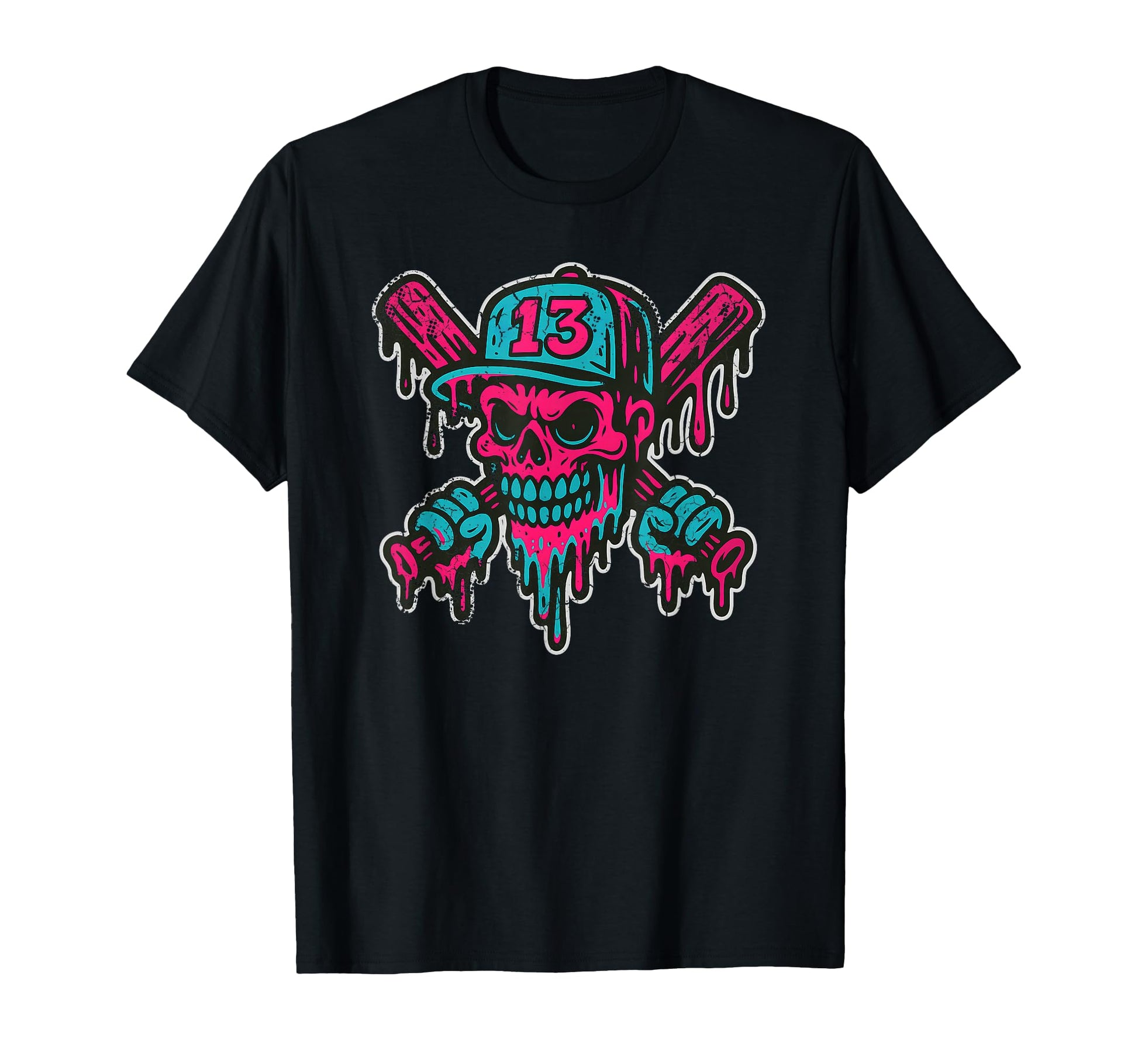 Baseball Skull Drip Softball Team T-Shirt - Fun Novelty Design for Adults - T-Shirt, Sweatshirt, Hoodie