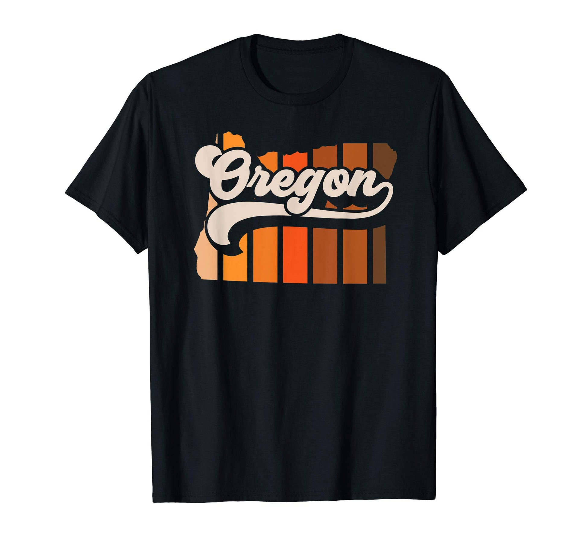 Oregon 70S Stripe State Silhouette T-Shirt - Unique Graphic for Adults - T-Shirt, Sweatshirt, Hoodie