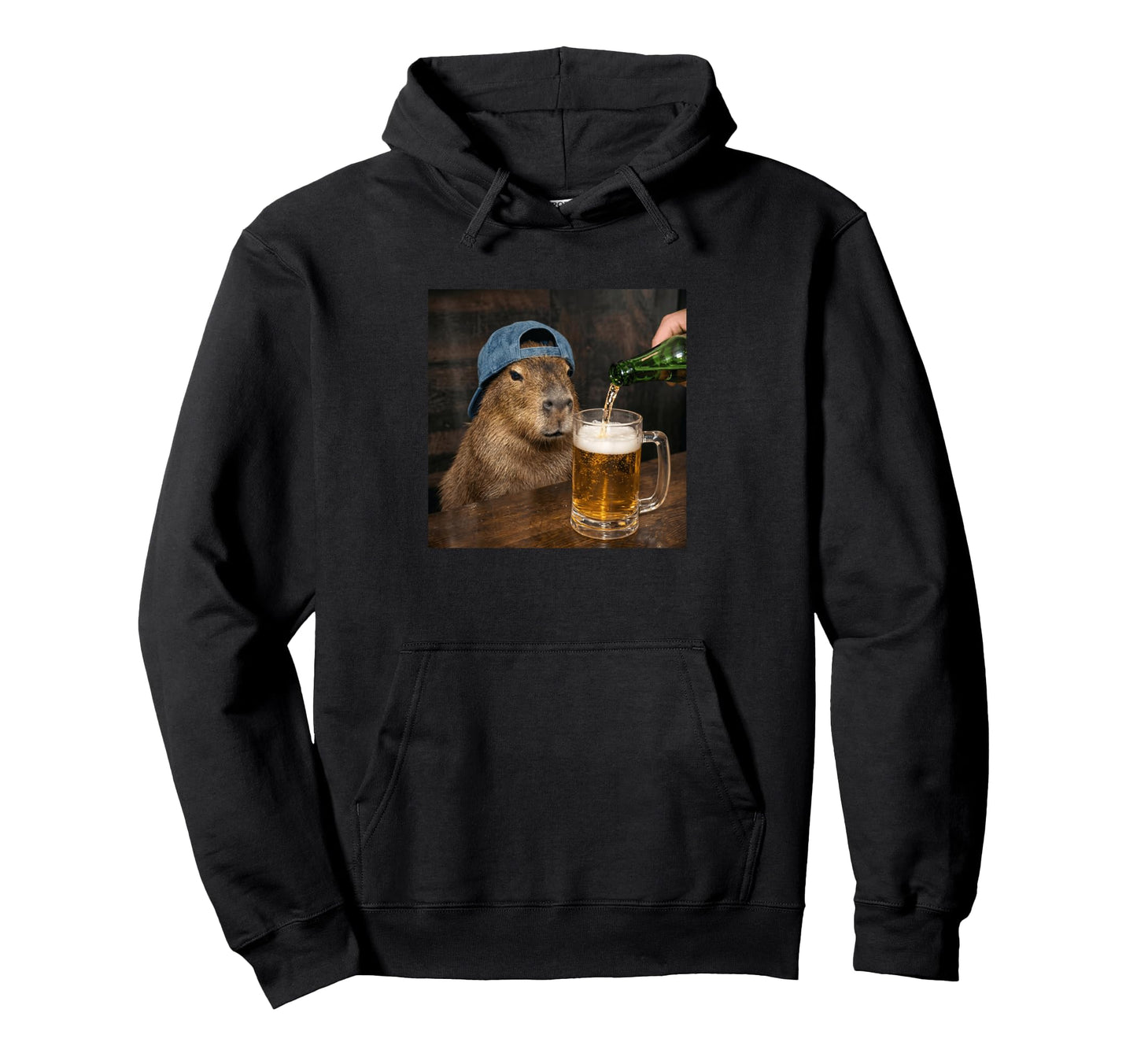 Capybara Drinking Beer Funny Animal Hoodie - Custom Art Print Men Women - T-Shirt, Sweatshirt, Hoodie