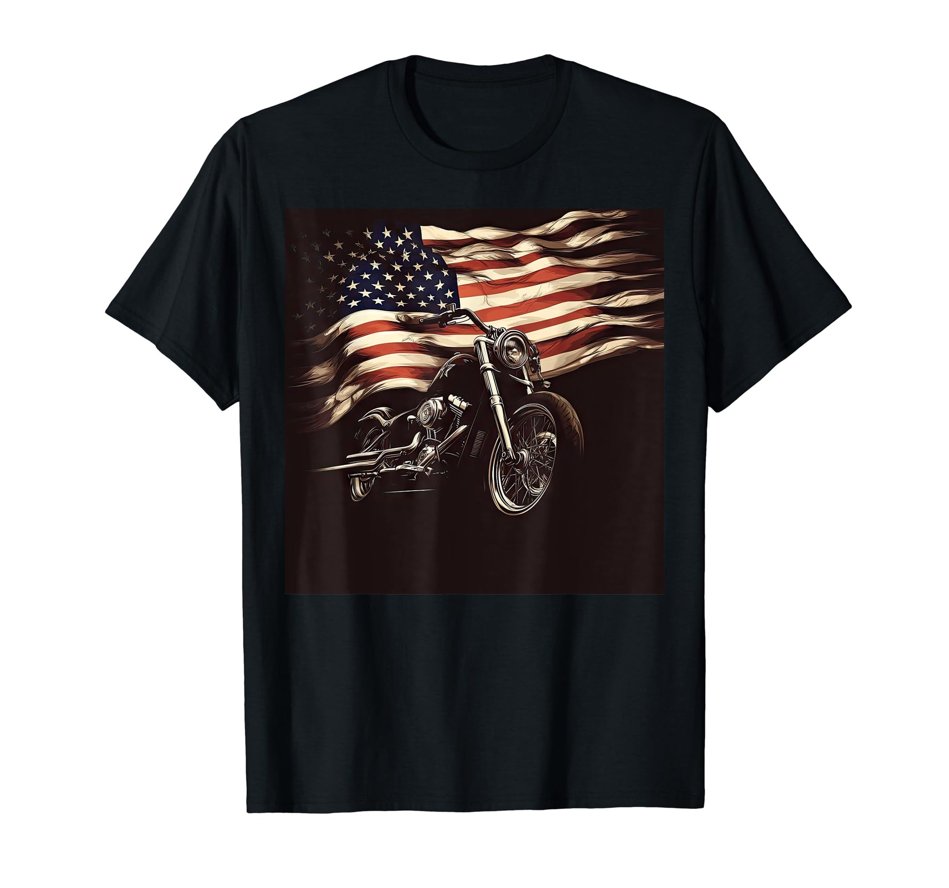 Motorcycle Usa Flag Biker T-Shirt - Casual Everyday Wear Unisex - T-Shirt, Sweatshirt, Hoodie