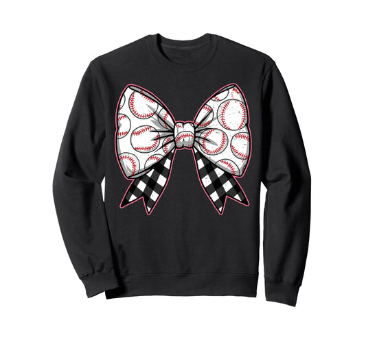 Baseball Bow Softball Ribbon T-Shirt - Aesthetic Graphic for Adults - T-Shirt, Sweatshirt, Hoodie
