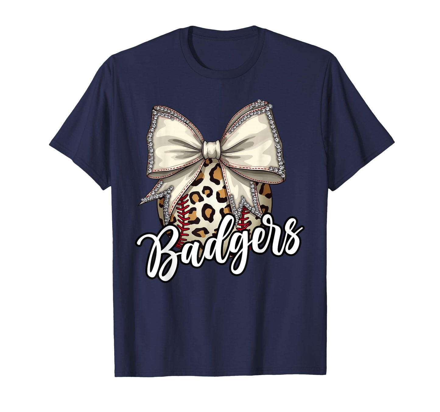Badgers Baseball Mom Leopard Coquette T-Shirt - Streetwear Style Unisex - T-Shirt, Sweatshirt, Hoodie