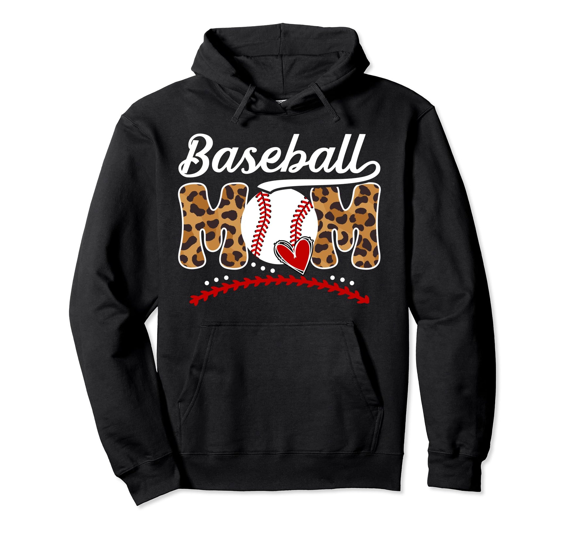 Baseball Mom Leopard Mom Baseball Player Hoodie - Trendy Graphic Men Women - T-Shirt, Sweatshirt, Hoodie