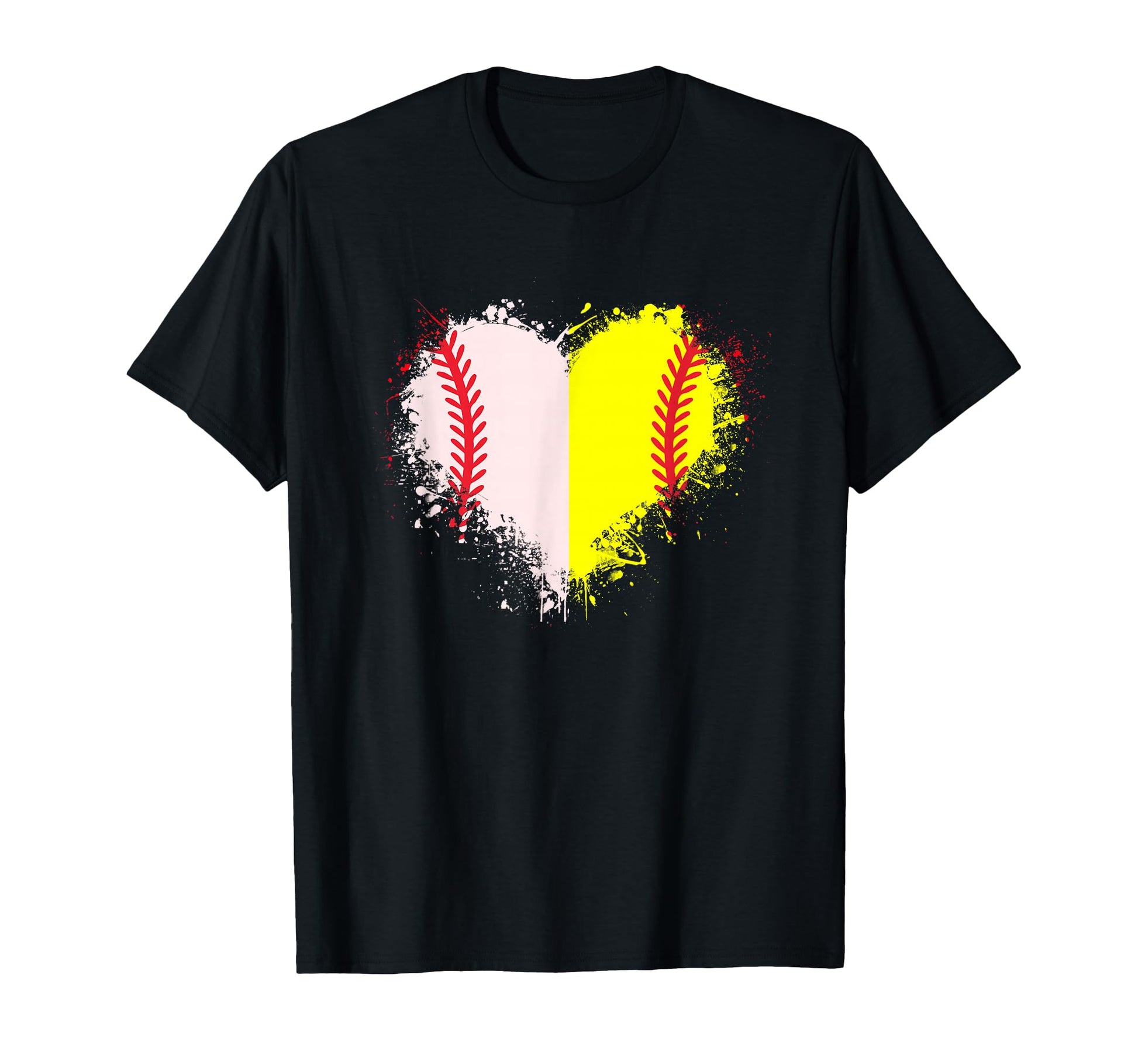 Outlined Baseball Softball Heart Love T-Shirt - Custom Art Print Men Women - T-Shirt, Sweatshirt, Hoodie