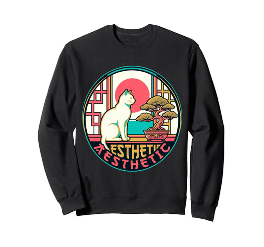 Aesthetic Lofi Cat Window Ukiyo Sweatshirt - Fun Novelty Design Men Women - T-Shirt, Sweatshirt, Hoodie