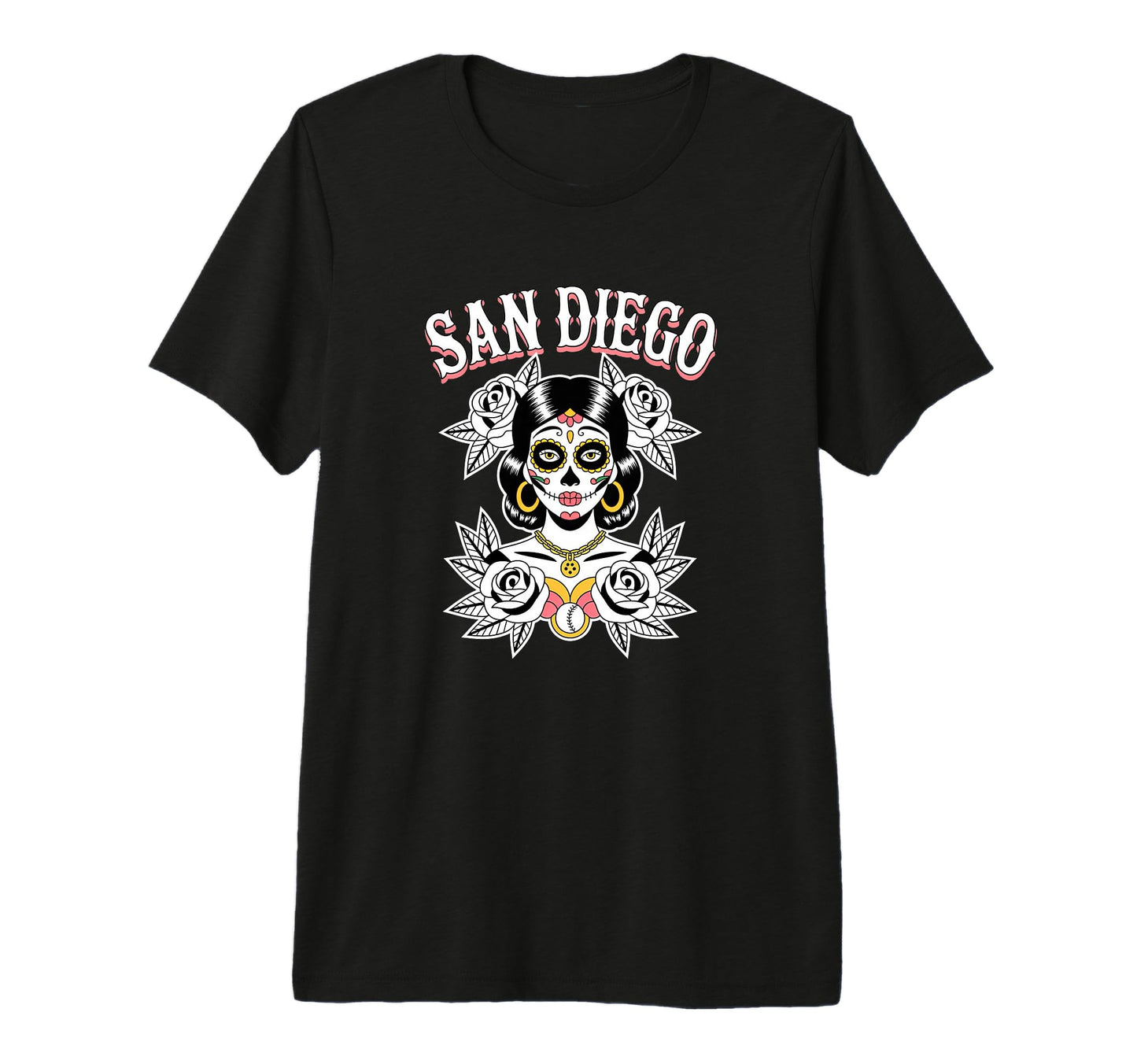 San Diego Sugar Skull Traditional T-Shirt - Casual Everyday Wear Unisex - T-Shirt, Sweatshirt, Hoodie