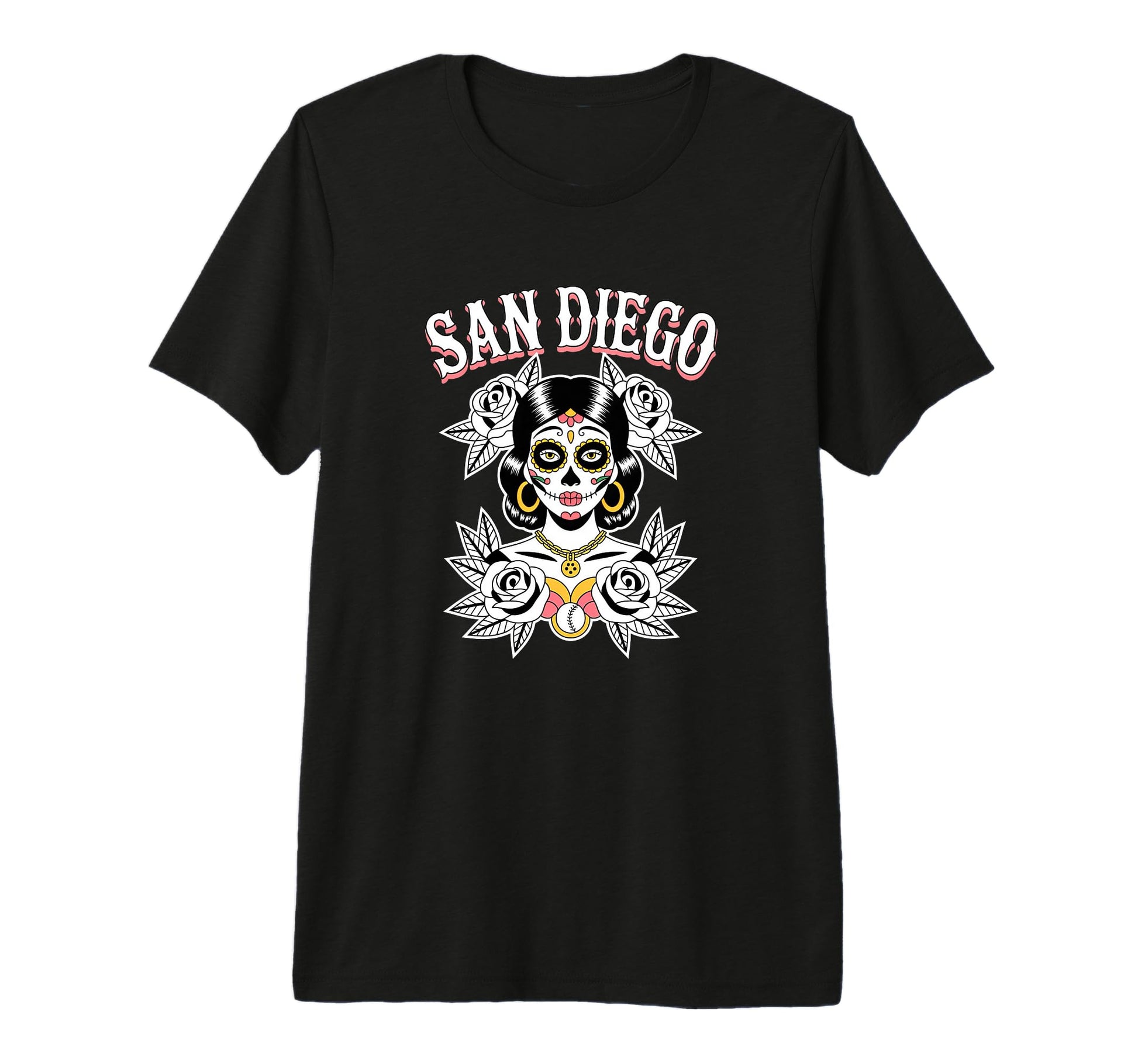 San Diego Sugar Skull Traditional T-Shirt - Casual Everyday Wear Unisex - T-Shirt, Sweatshirt, Hoodie