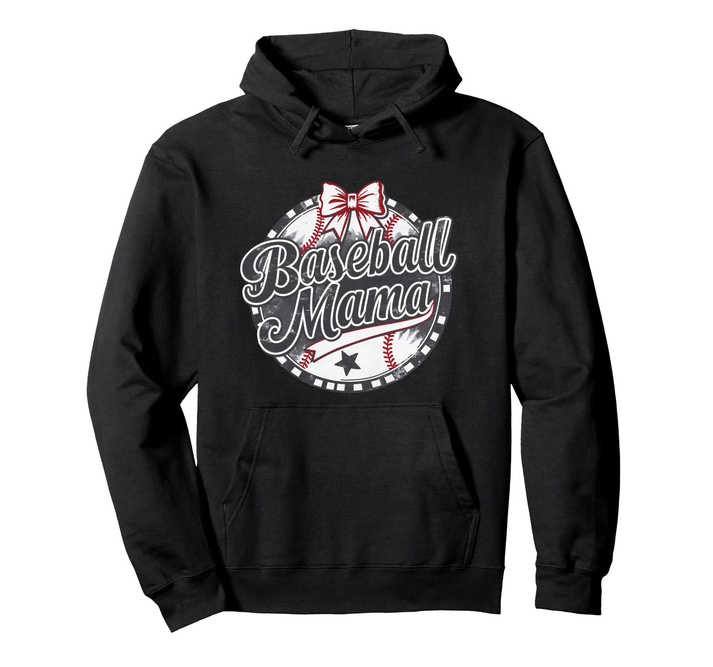Baseball Mama Baseball Bow Baseball Hoodie - Aesthetic Graphic for Adults - T-Shirt, Sweatshirt, Hoodie