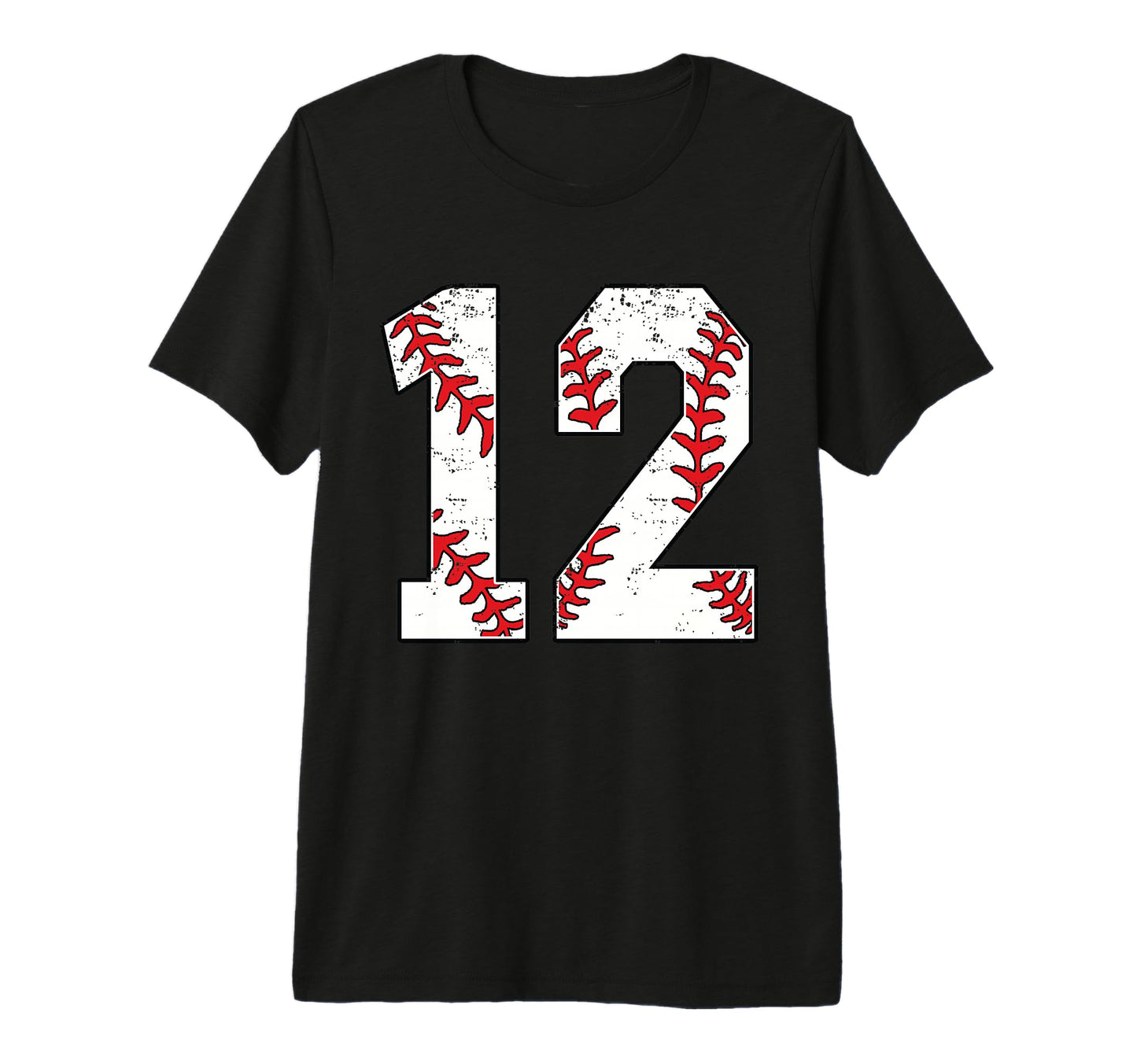 Number 12 Baseball 12 Jersey Number T-Shirt - Unique Graphic for Adults - T-Shirt, Sweatshirt, Hoodie