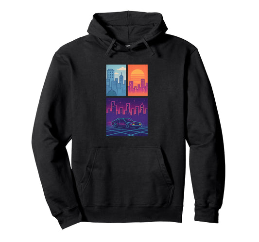 80S Synthwave Hoodie - Graphic Print for Adults - T-Shirt, Sweatshirt, Hoodie