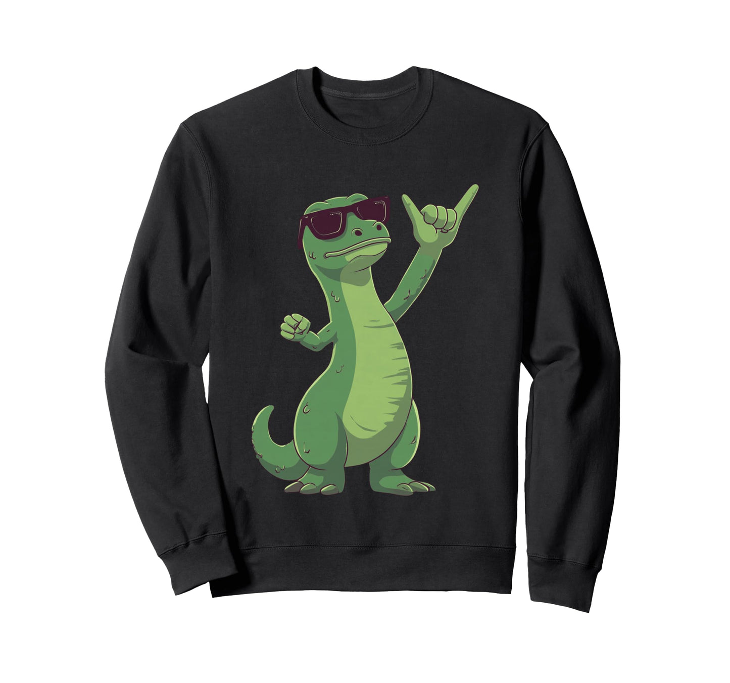 Green Lizard Reptile Rock Hand Sign Punk Sweatshirt - Trendy Graphic Unisex - T-Shirt, Sweatshirt, Hoodie