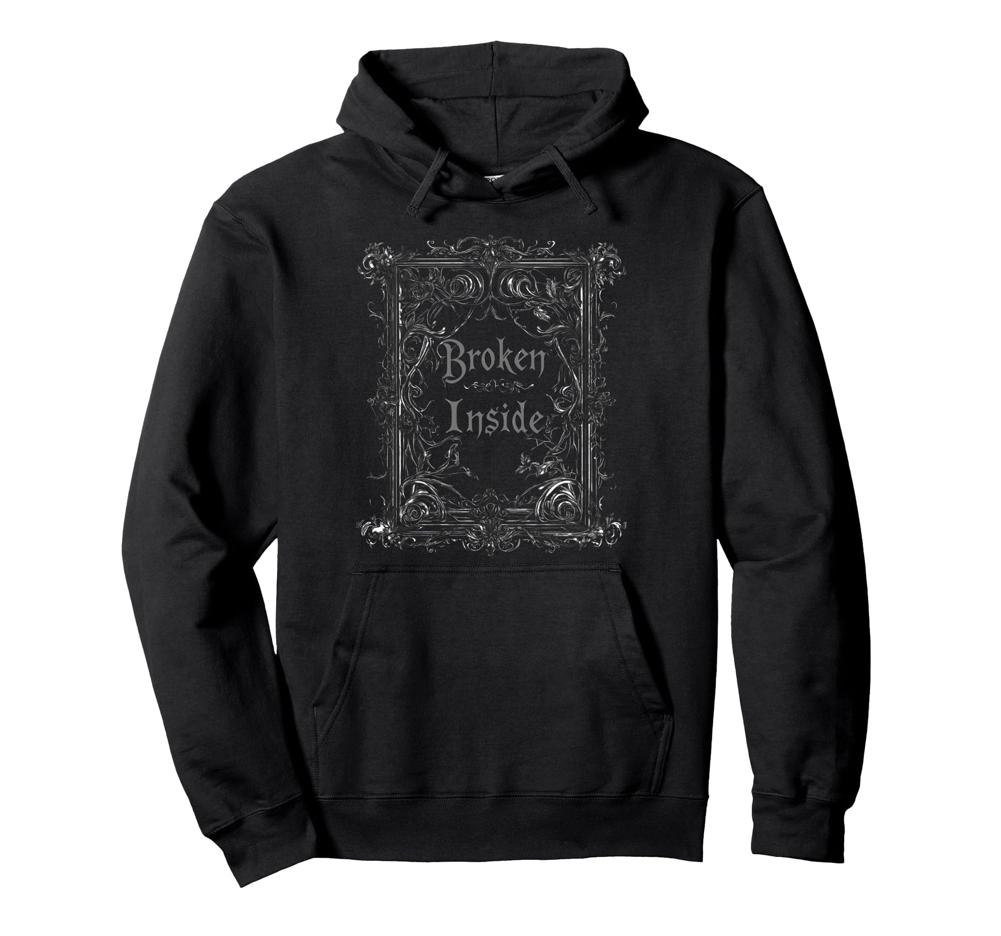 Broken Inside Y2K Emo Aesthetic Gothic Hoodie - Fun Novelty Design Unisex - T-Shirt, Sweatshirt, Hoodie