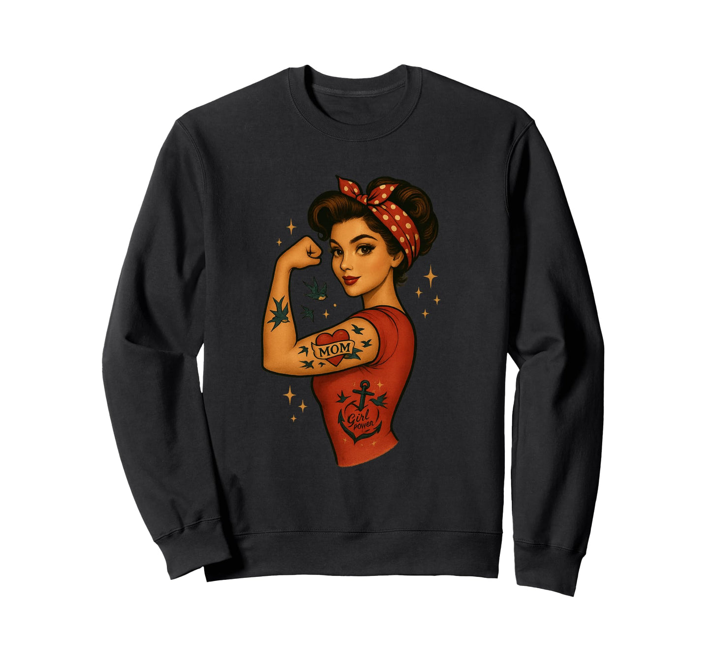 Mom Power Pin Up Rosietheriveter Sweatshirt - Unique Graphic for Adults - T-Shirt, Sweatshirt, Hoodie