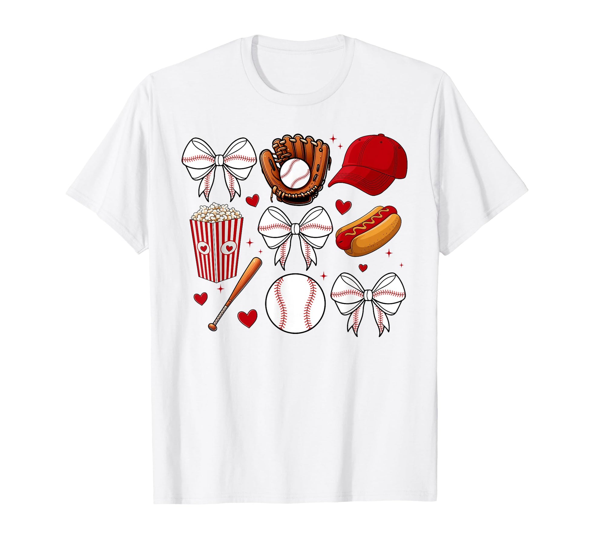 Baseball Coquette Bow Baseball Cheer T-Shirt - Custom Art Print Men Women - T-Shirt, Sweatshirt, Hoodie
