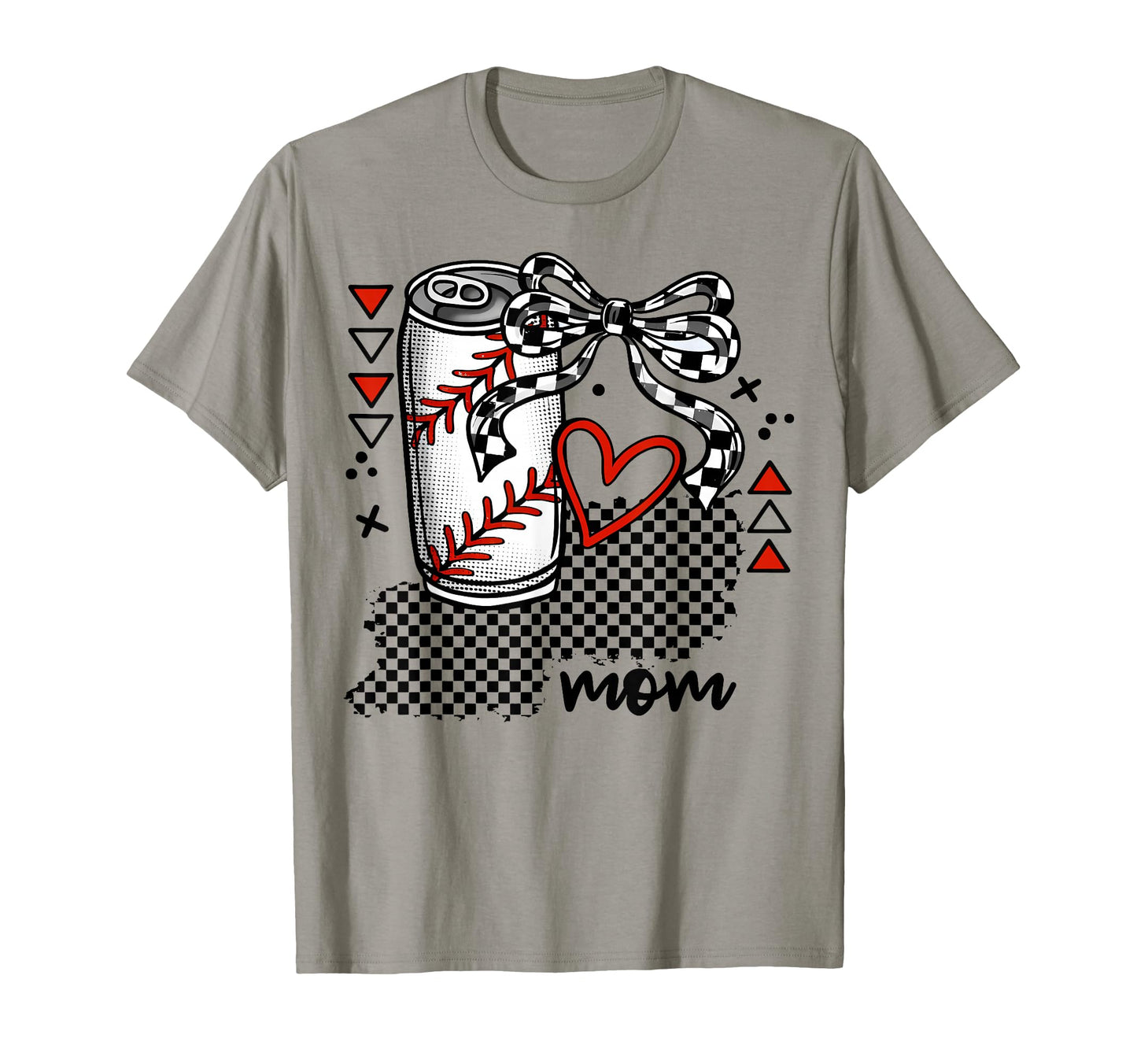 Checkered Softball Baseball Mom Leopard T-Shirt - Aesthetic Graphic Unisex - T-Shirt, Sweatshirt, Hoodie