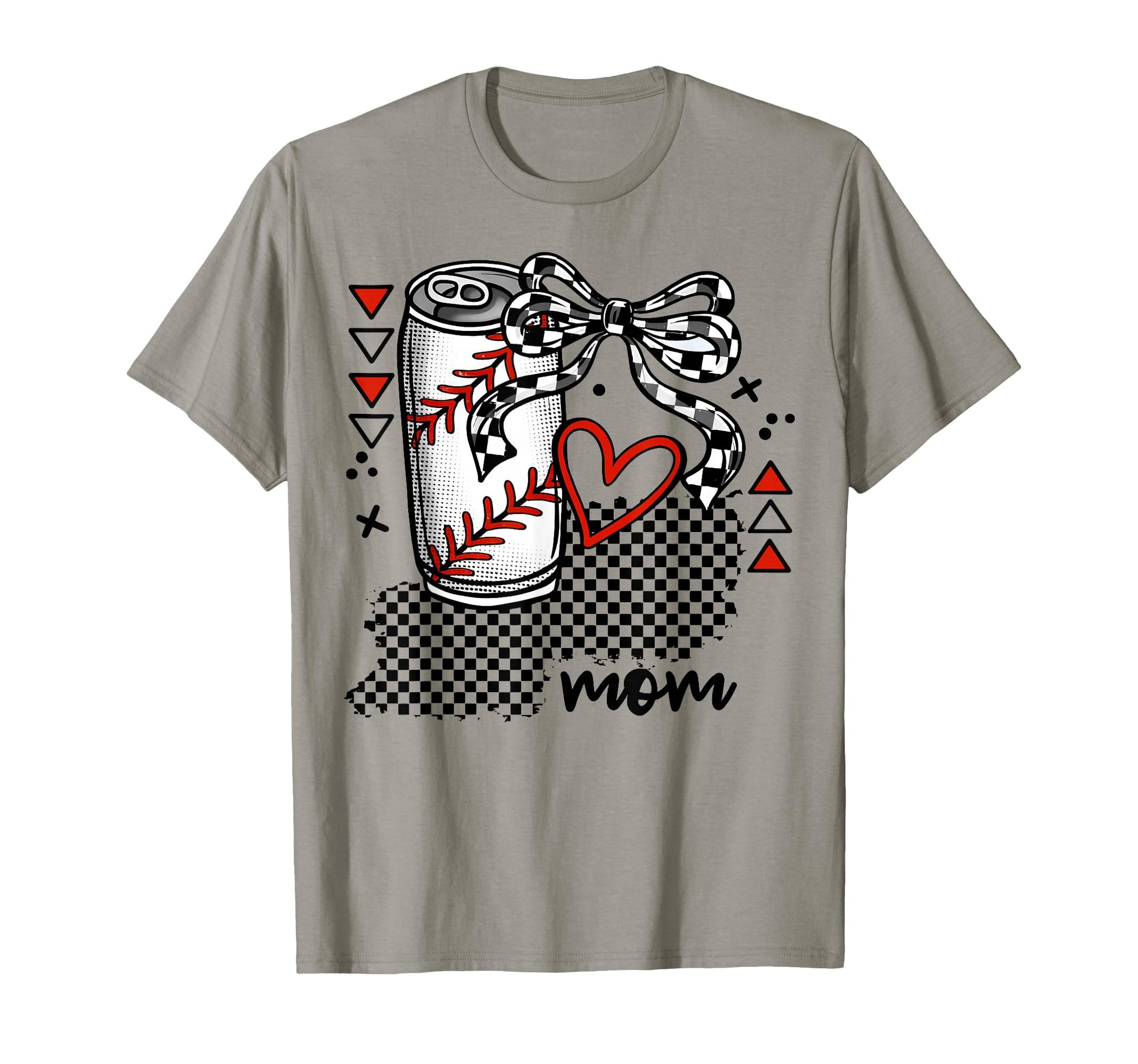 Checkered Softball Baseball Mom Leopard T-Shirt - Aesthetic Graphic Unisex - T-Shirt, Sweatshirt, Hoodie