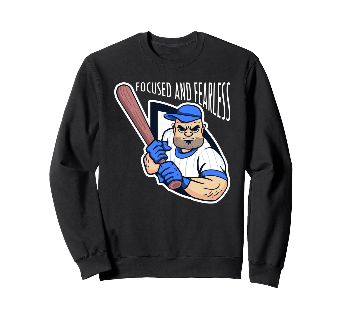 Focused And Fearless Baseball Sweatshirt - Aesthetic Graphic for Adults - T-Shirt, Sweatshirt, Hoodie