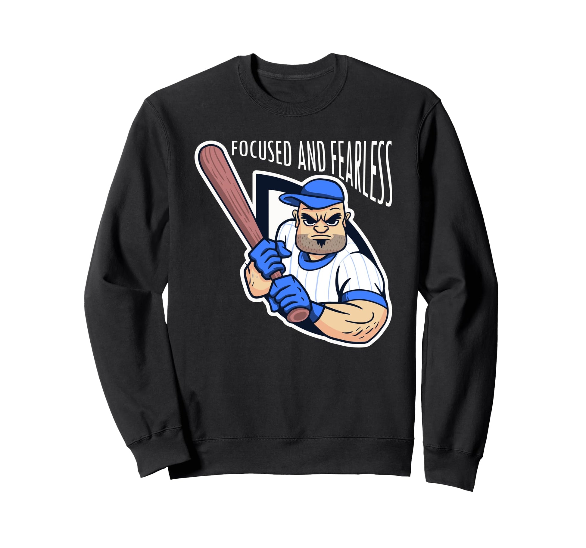 Focused And Fearless Baseball Sweatshirt - Aesthetic Graphic for Adults - T-Shirt, Sweatshirt, Hoodie