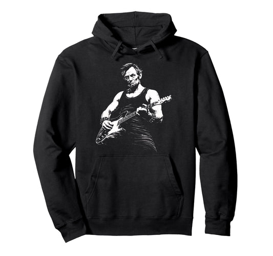 Abraham Lincoln Playing Guitar Funny Hoodie - Unique Graphic Unisex - T-Shirt, Sweatshirt, Hoodie