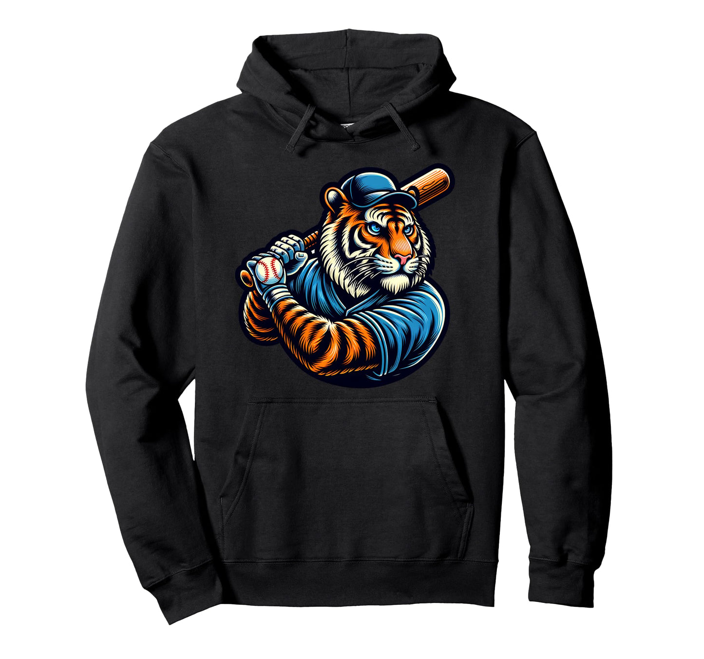 Fierce Tiger Baseball Power Hoodie - Aesthetic Graphic Men Women - T-Shirt, Sweatshirt, Hoodie