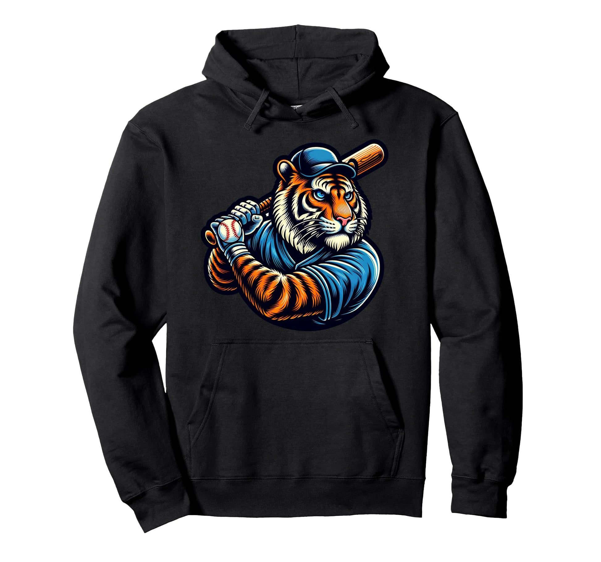 Fierce Tiger Baseball Power Hoodie - Aesthetic Graphic Men Women - T-Shirt, Sweatshirt, Hoodie