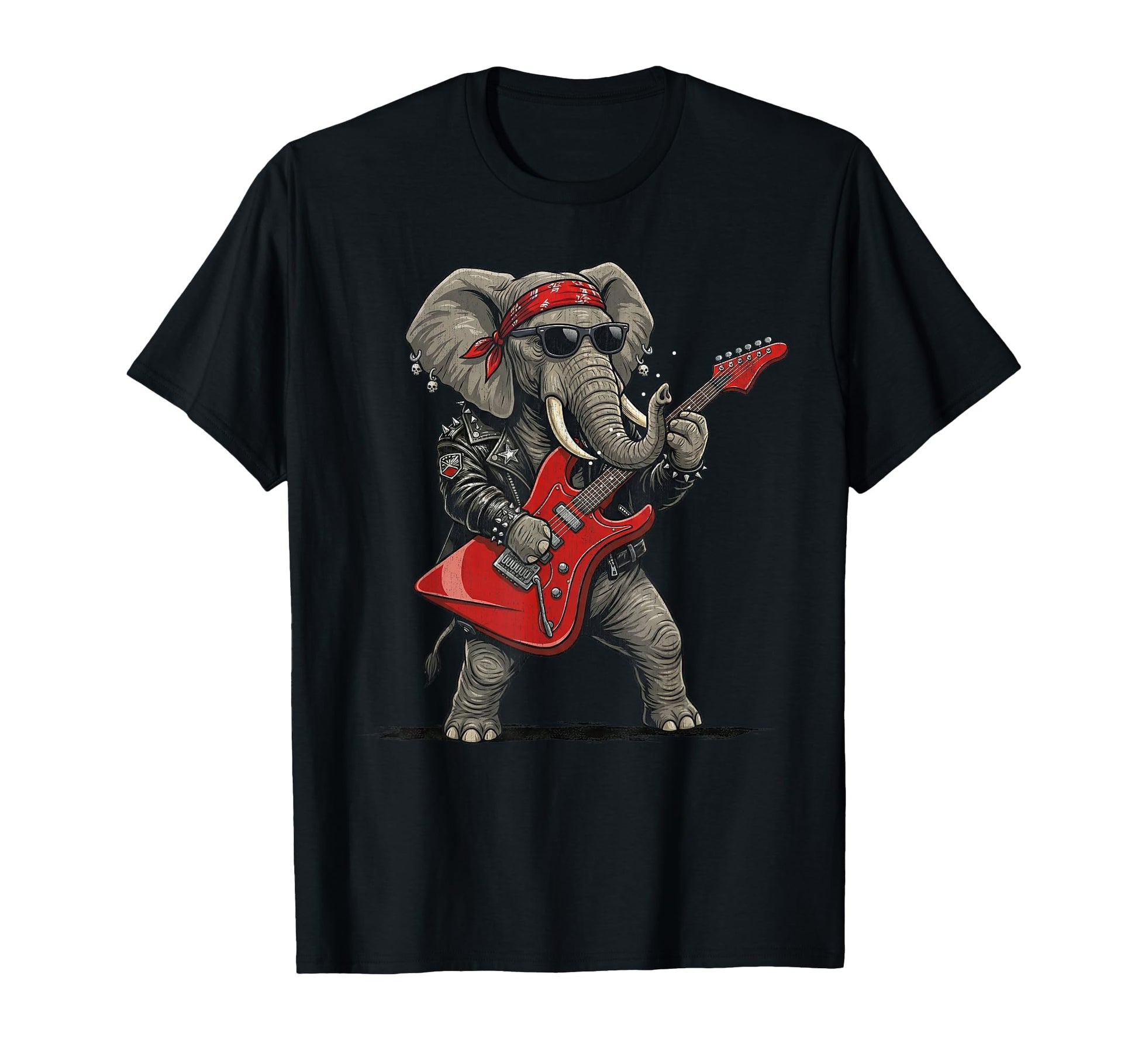Elephant Playing Electric Guitar Rock T-Shirt - Novelty Apparel Men Women - T-Shirt, Sweatshirt, Hoodie