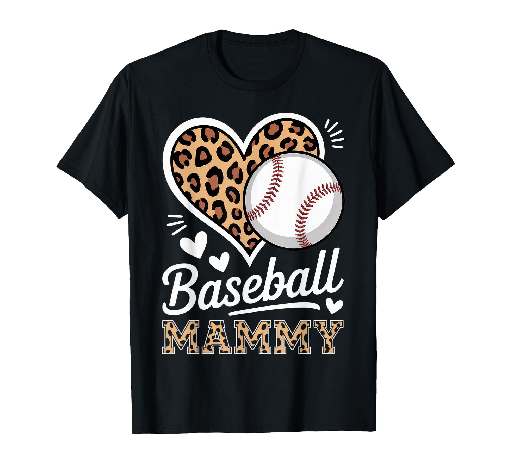 Baseball Mammy Leopard Heart Mothers T-Shirt - Streetwear Style Unisex - T-Shirt, Sweatshirt, Hoodie