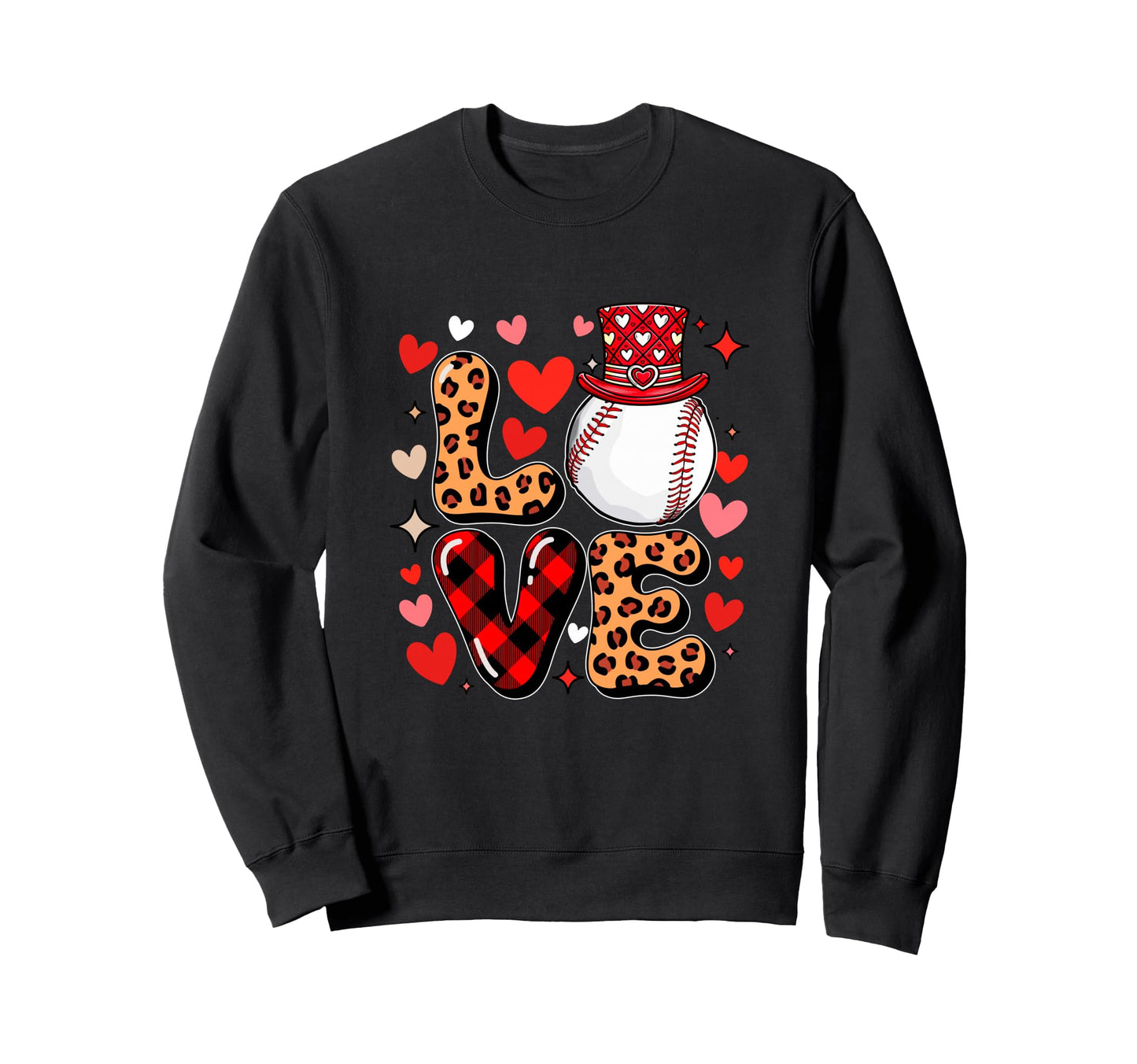 Love Leopard Hearts Valentines Day Sweatshirt - Trendy Graphic Unisex - T-Shirt, Sweatshirt, Hoodie